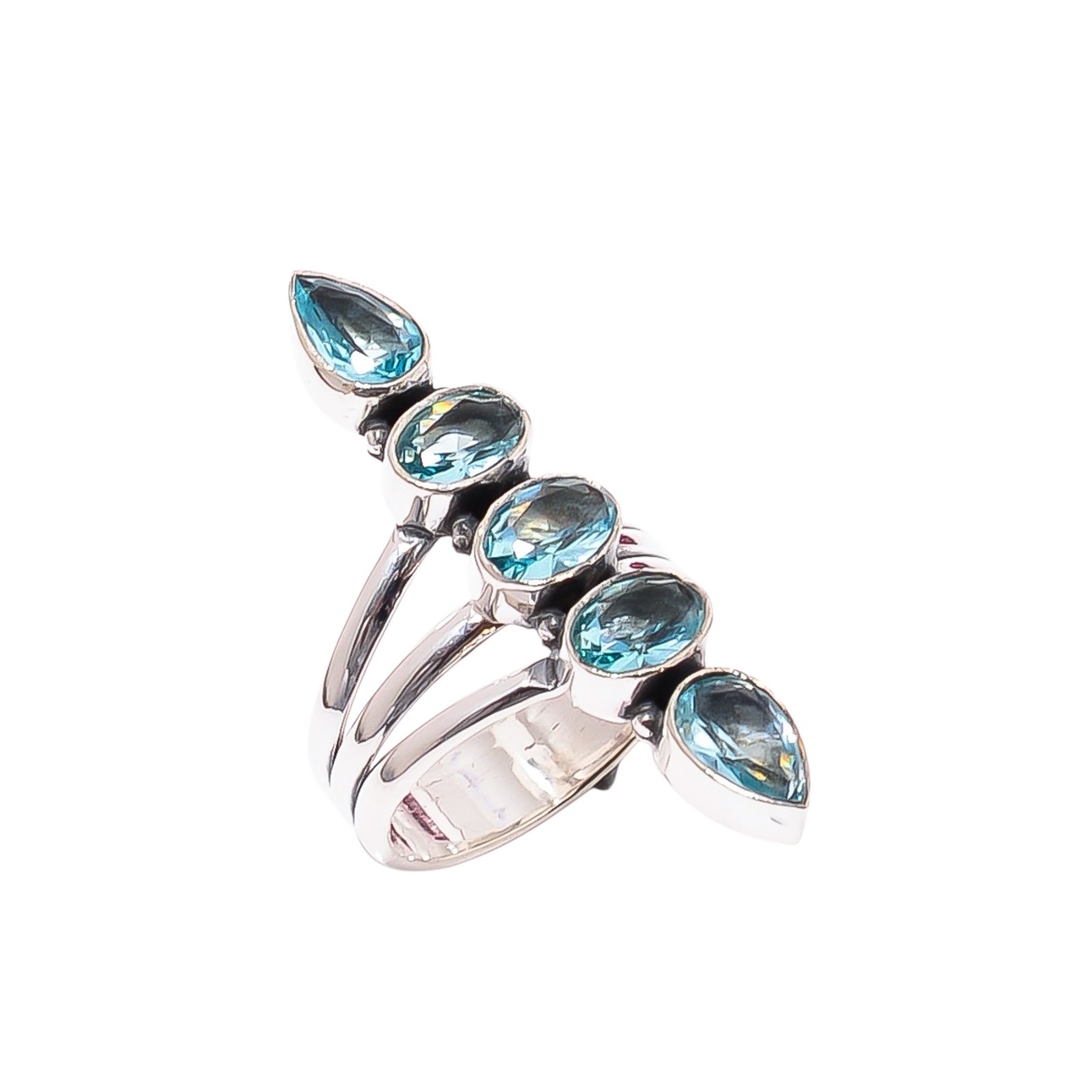 Blue Topaz - Simulated  & Blue Topaz - Simulated 925 Sterling Silver Ring