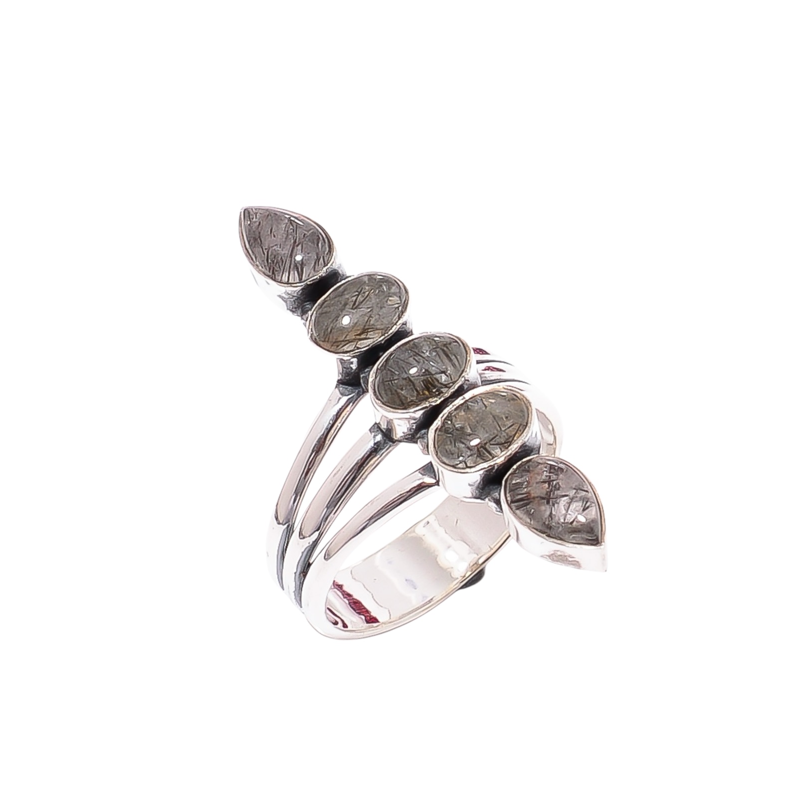 Black Rutilated Quartz - Brazil  & Black Rutilated Quartz - Brazil 925 Sterling Silver Ring