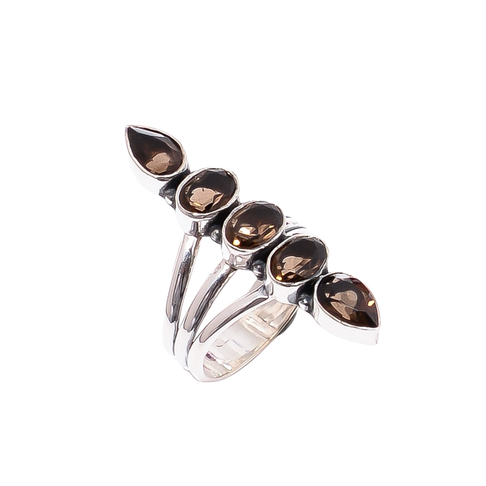 Smokey - Simulated  & Smokey - Simulated 925 Sterling Silver Ring