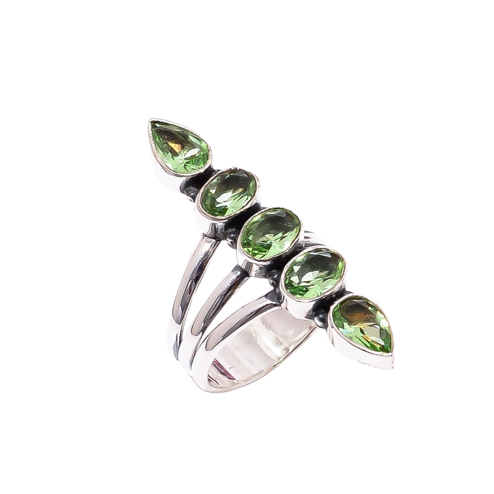 Green Amethyst - Simulated  & Green Amethyst - Simulated 925 Sterling Silver Ring