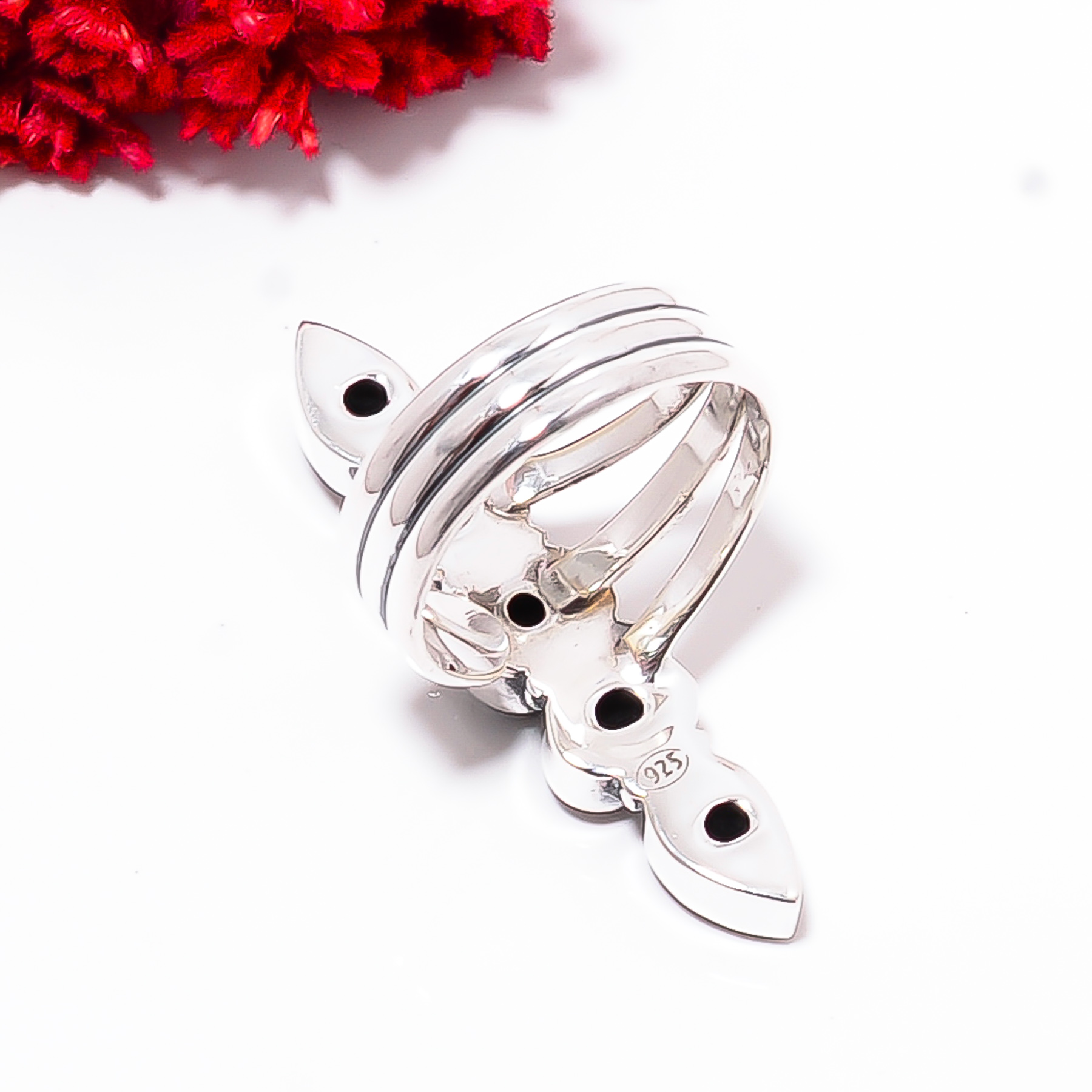 Black Onyx - Simulated  & Black Onyx - Simulated 925 Sterling Silver Ring