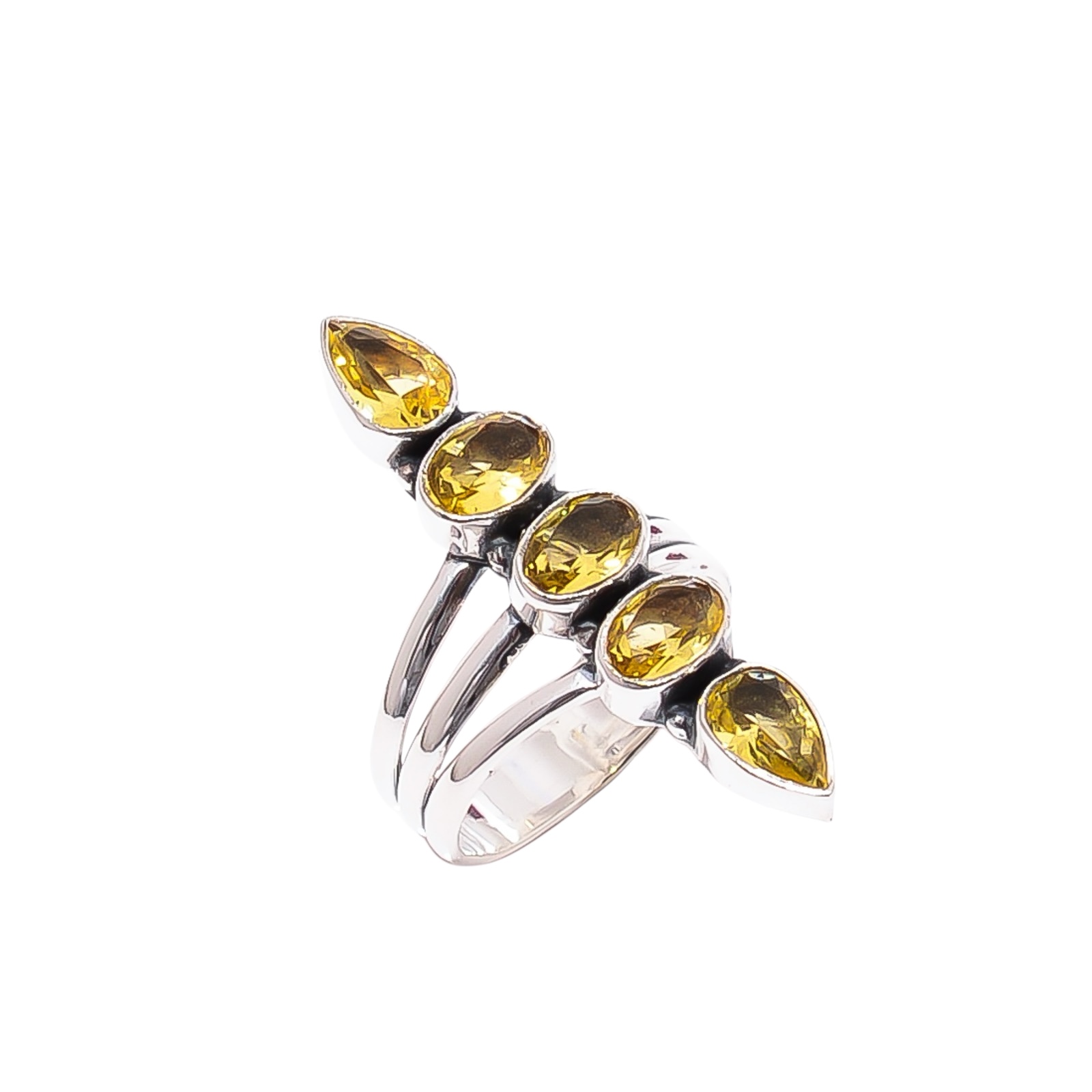 Citrine - Simulated  & Citrine - Simulated 925 Sterling Silver Ring