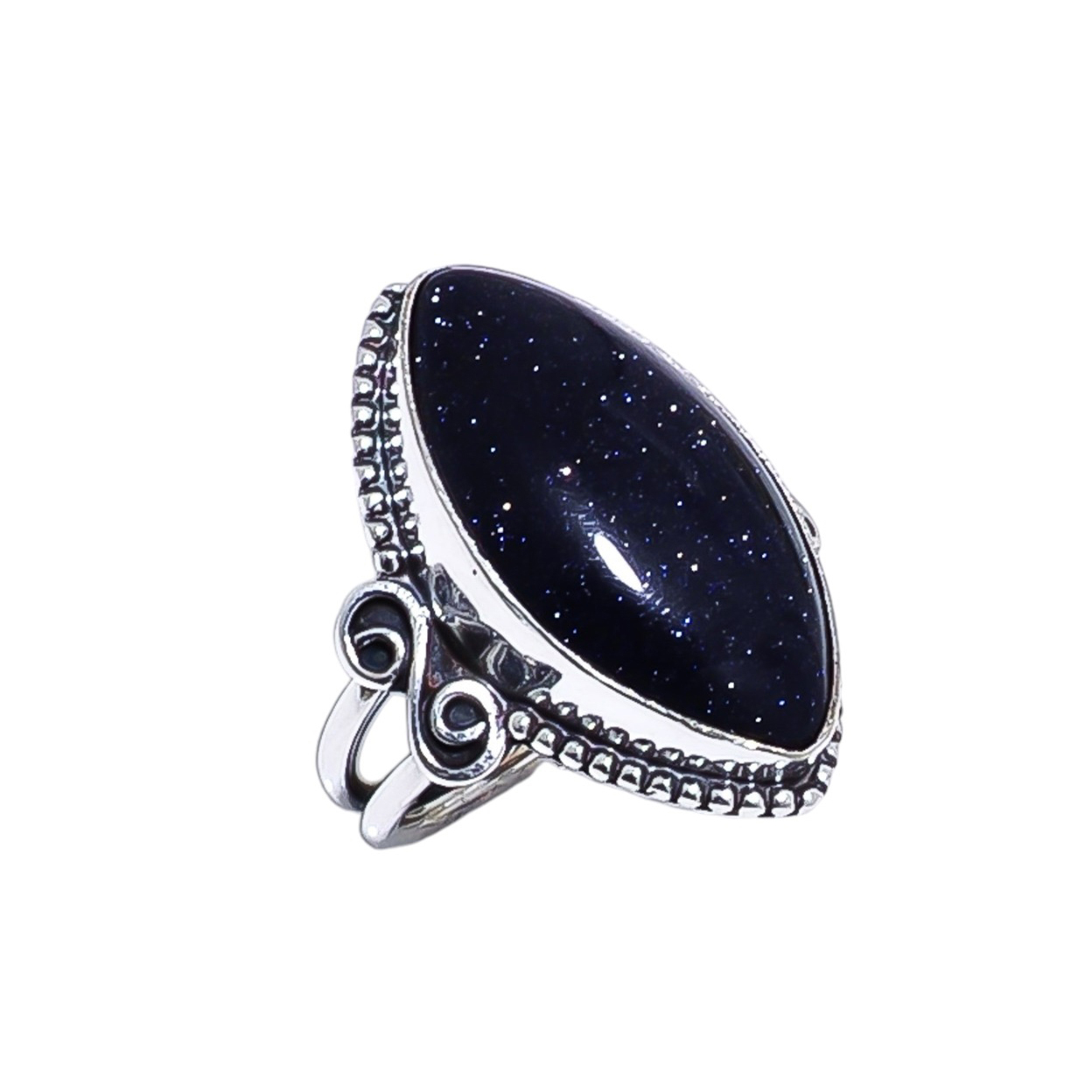 Blue Sunstone - Simulated Gemstone 925 Sterling Silver Ring