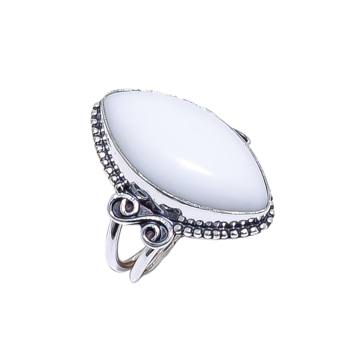 White Coral - Simulated Gemstone 925 Sterling Silver Ring