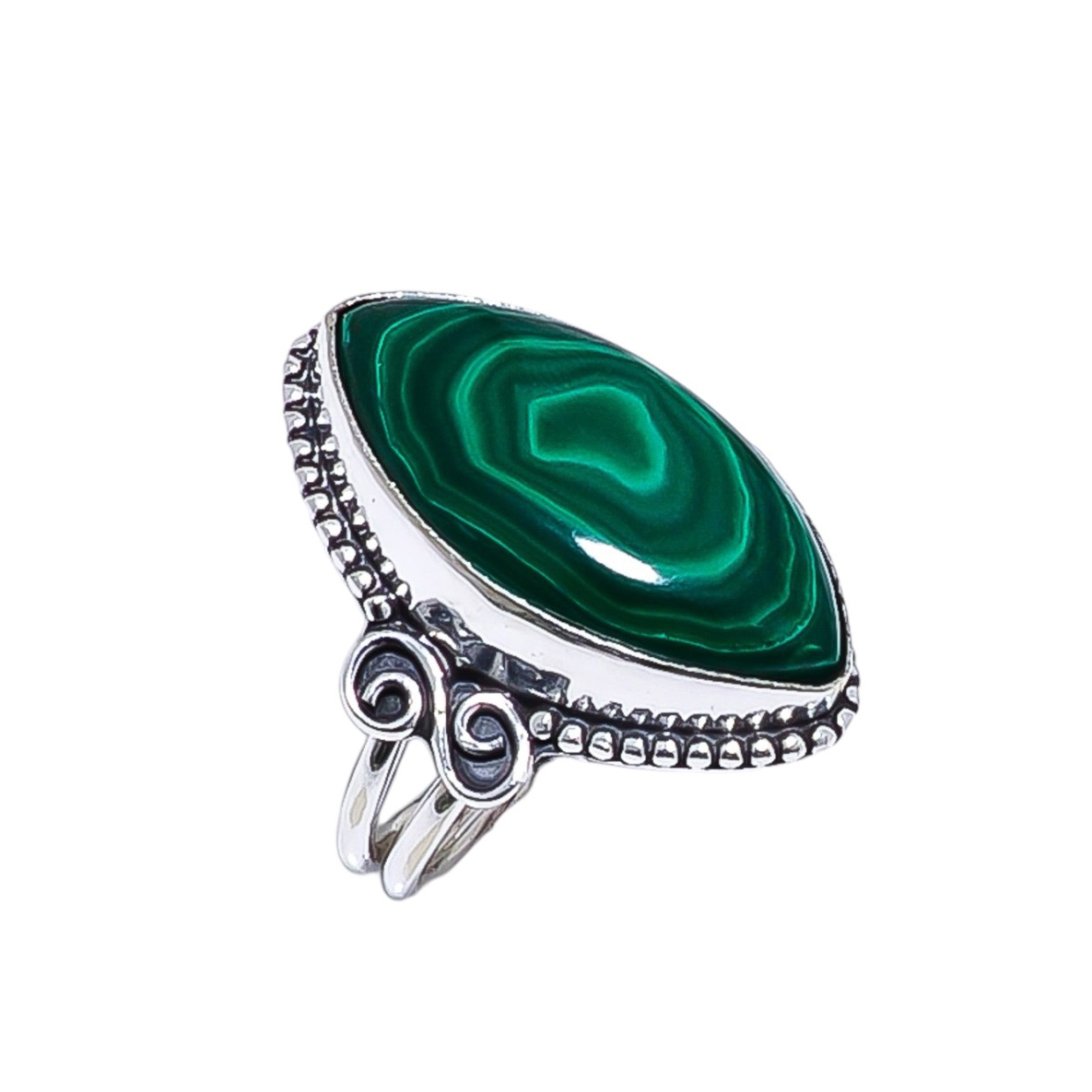 Malachite - Congo Gemstone 925 Sterling Silver Ring
