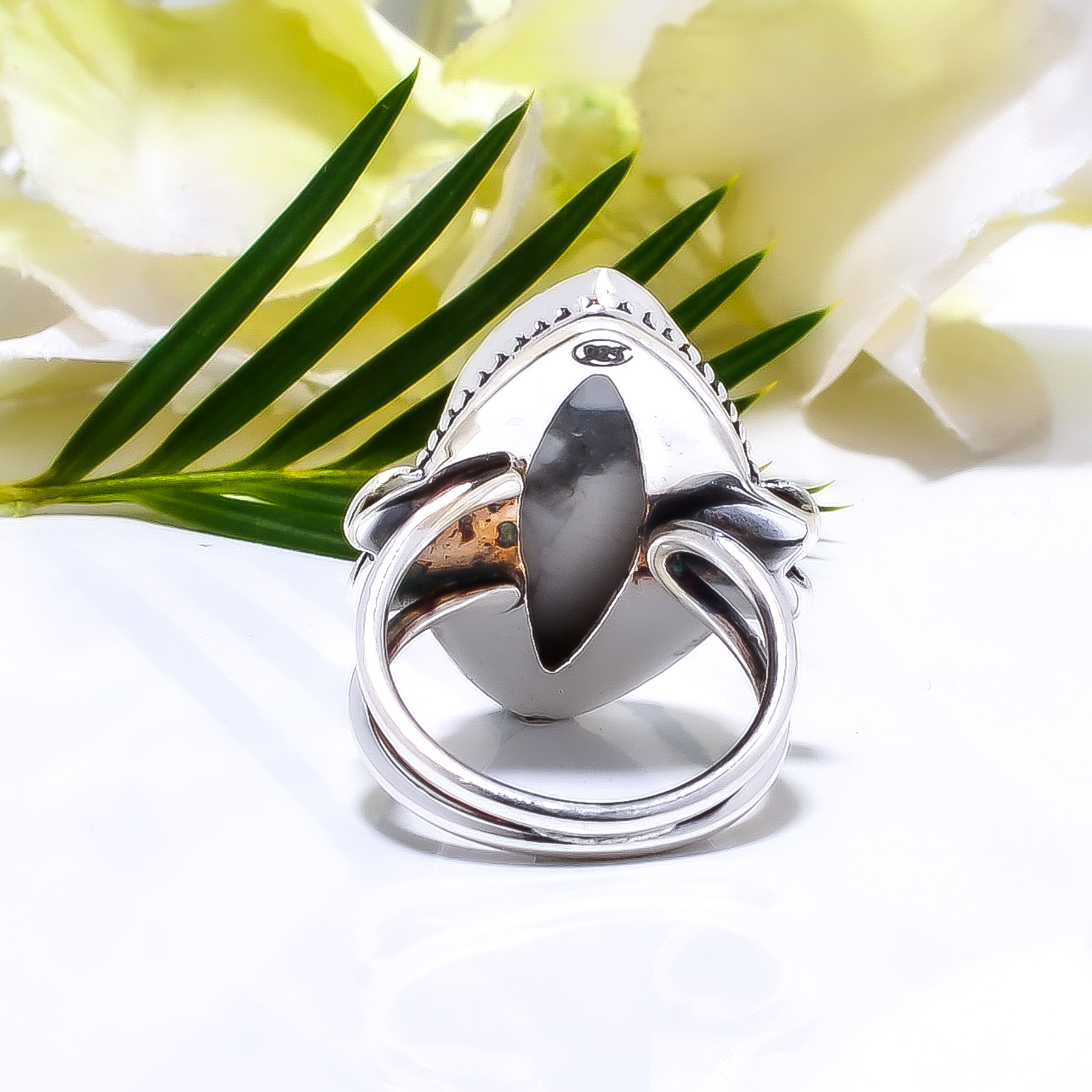 Natural White Howlite - United States Gemstone 925 Sterling Silver Ring