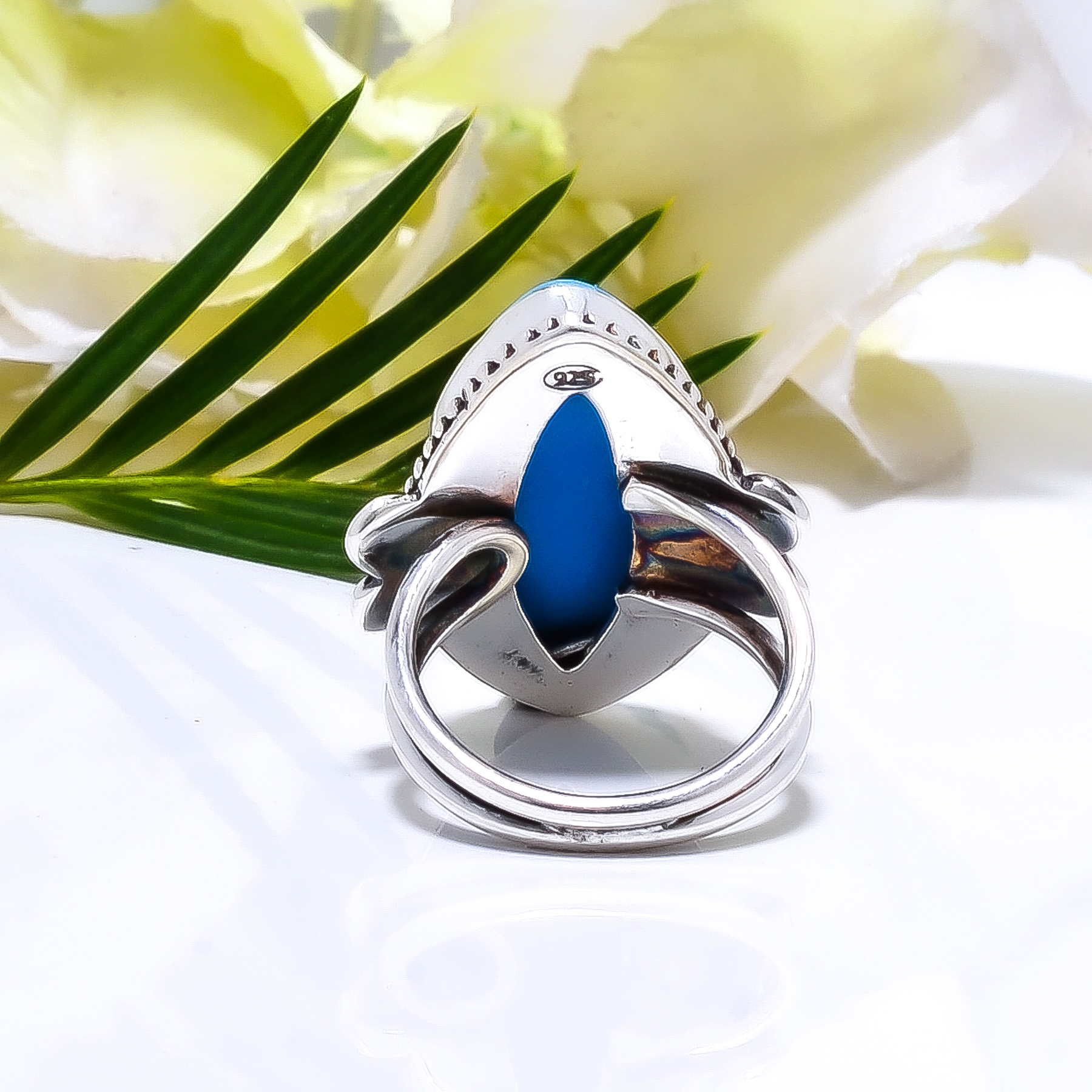 Sleeping Beauty Turquoise - Simulated Gemstone 925 Sterling Silver Ring