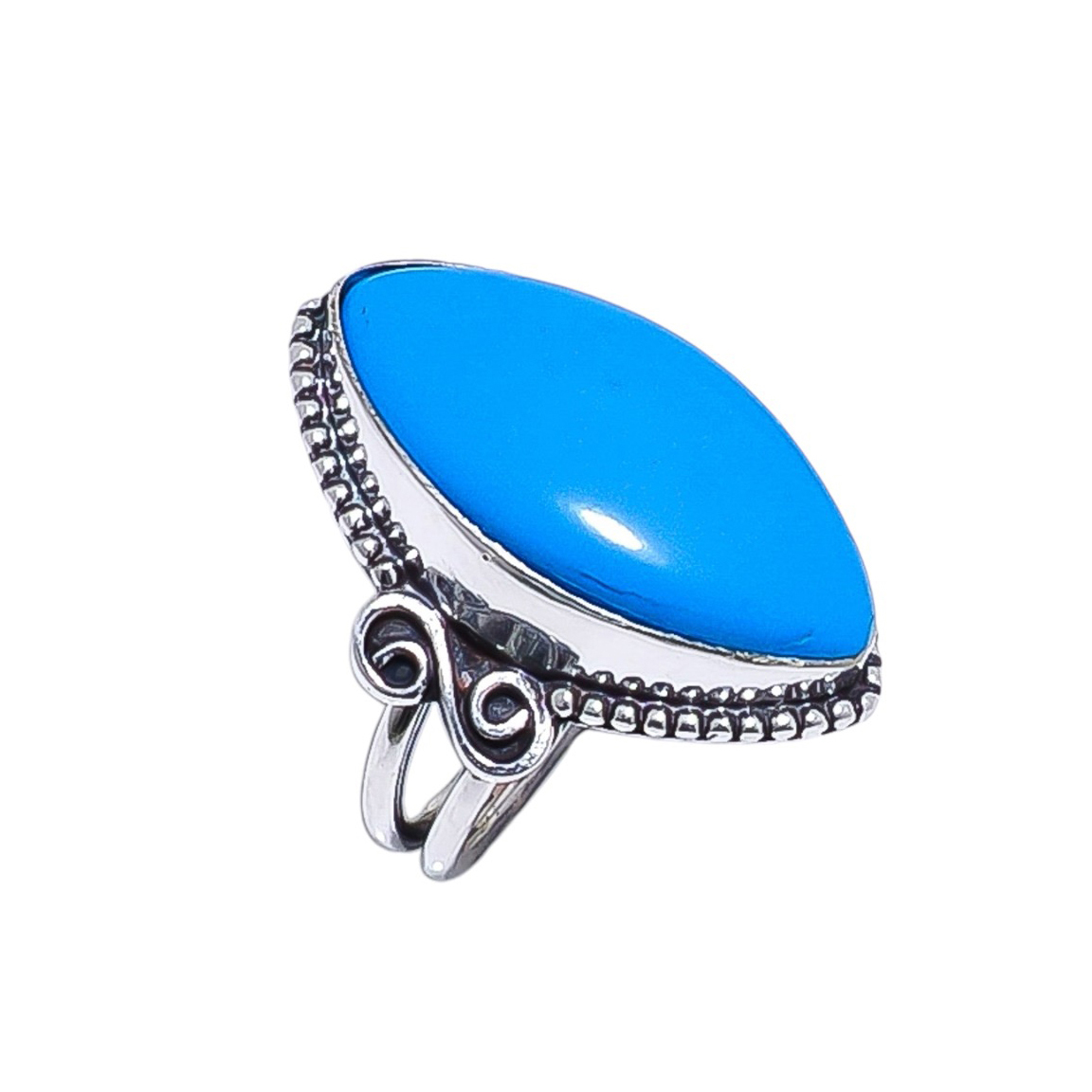 Sleeping Beauty Turquoise - Simulated Gemstone 925 Sterling Silver Ring