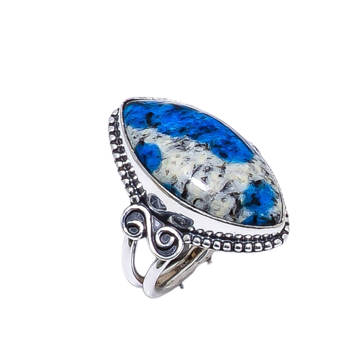 K2 Blue Azurite - Pakistan Gemstone 925 Sterling Silver Ring