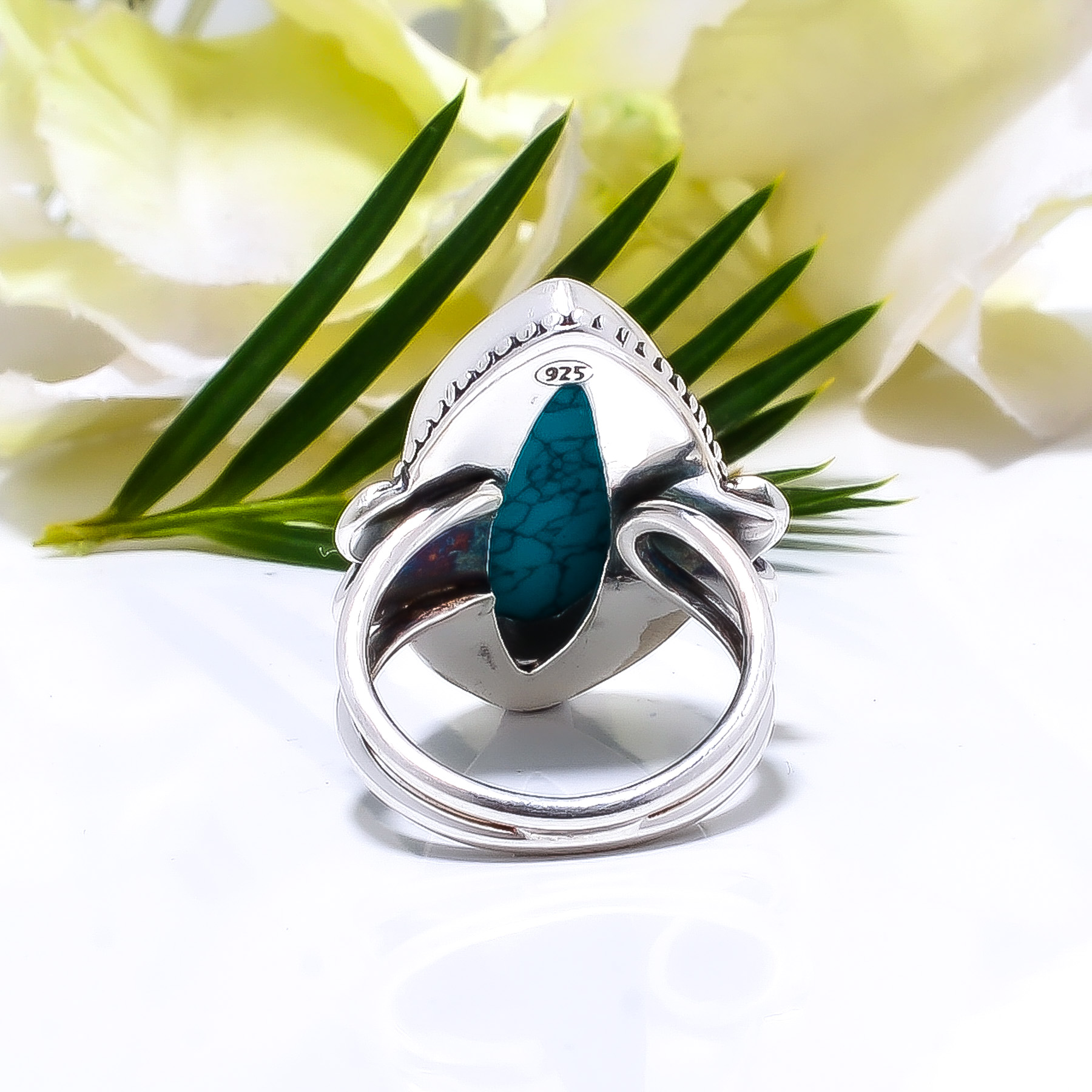 Santa Rosa Turquoise - Simulated Gemstone 925 Sterling Silver Ring