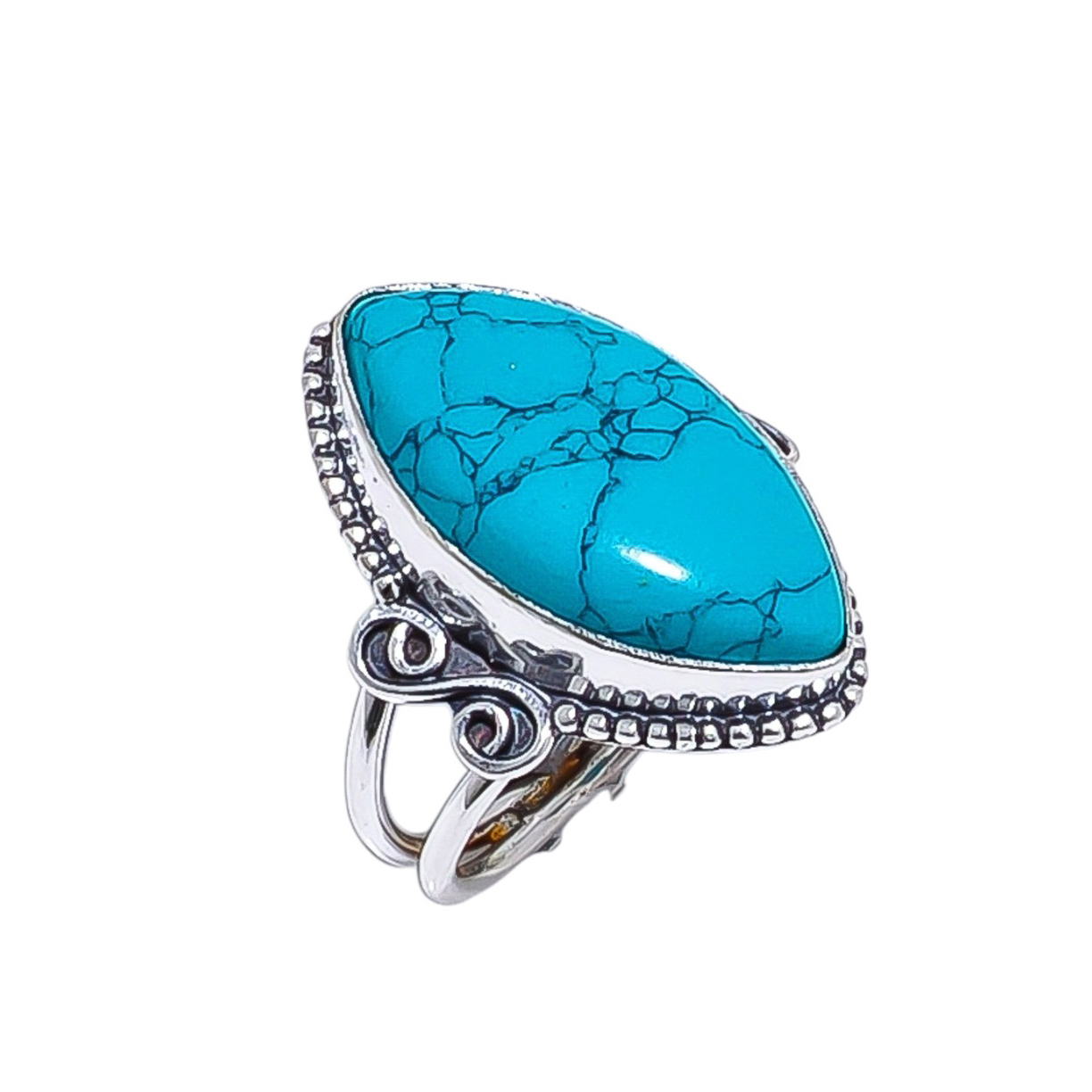 Santa Rosa Turquoise - Simulated Gemstone 925 Sterling Silver Ring