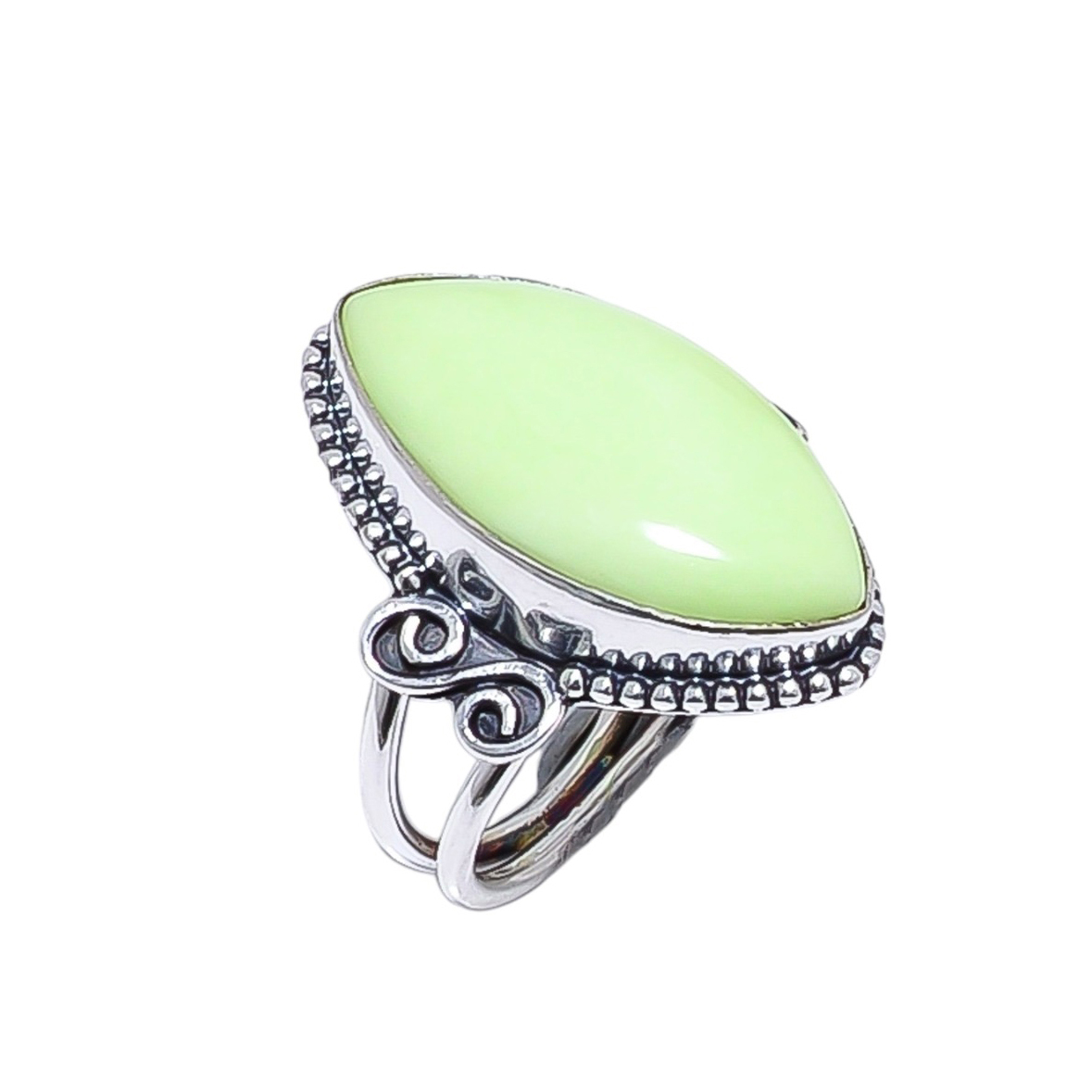 Lemon Chrysoprase - Australia Gemstone 925 Sterling Silver Ring