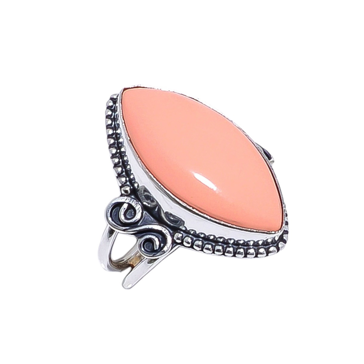 Pink Opal - Simulated Gemstone 925 Sterling Silver Ring