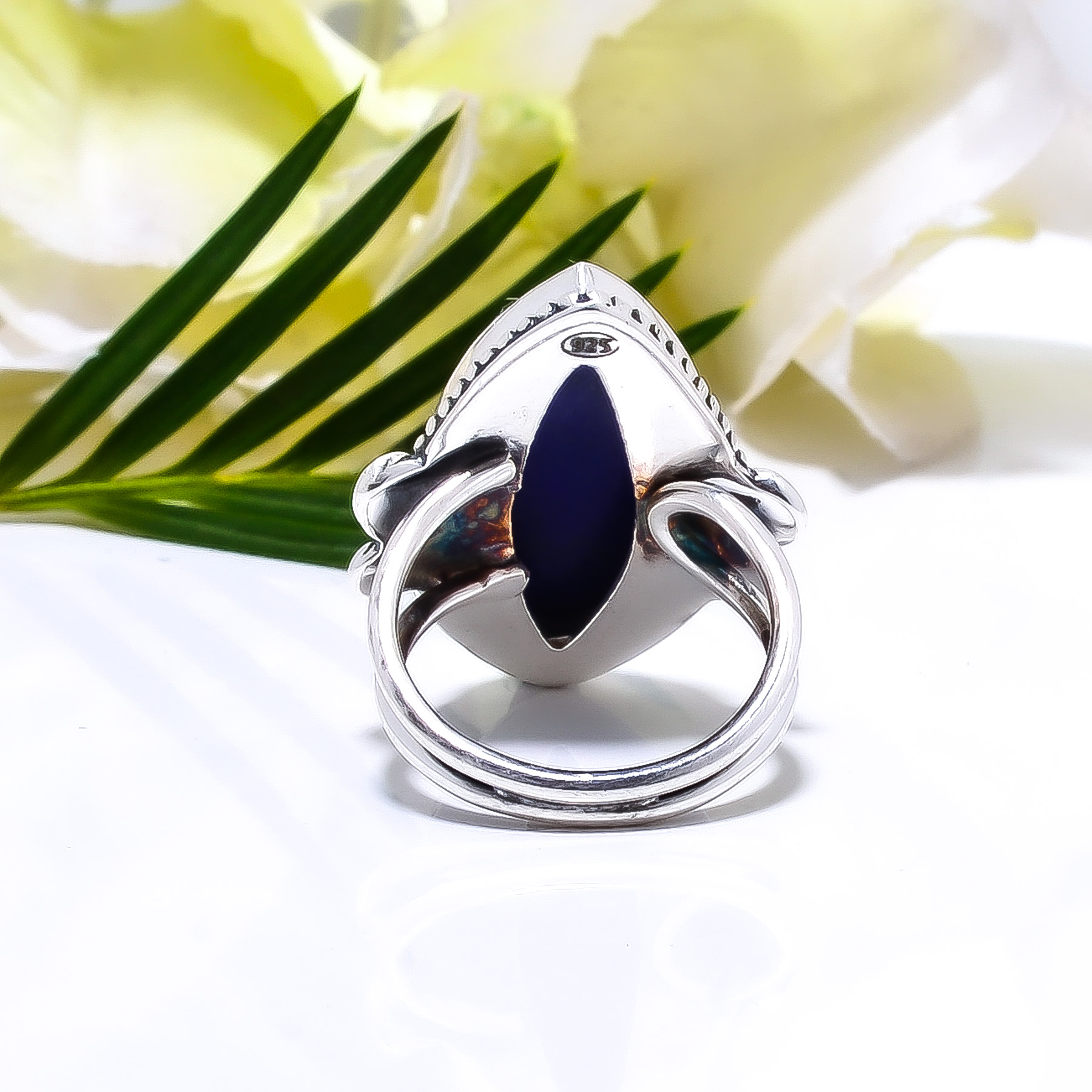 Lapis Lazuli - Simulated Gemstone 925 Sterling Silver Ring