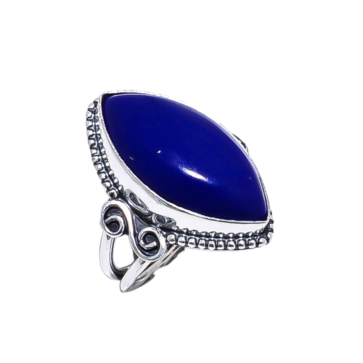 Lapis Lazuli - Simulated Gemstone 925 Sterling Silver Ring