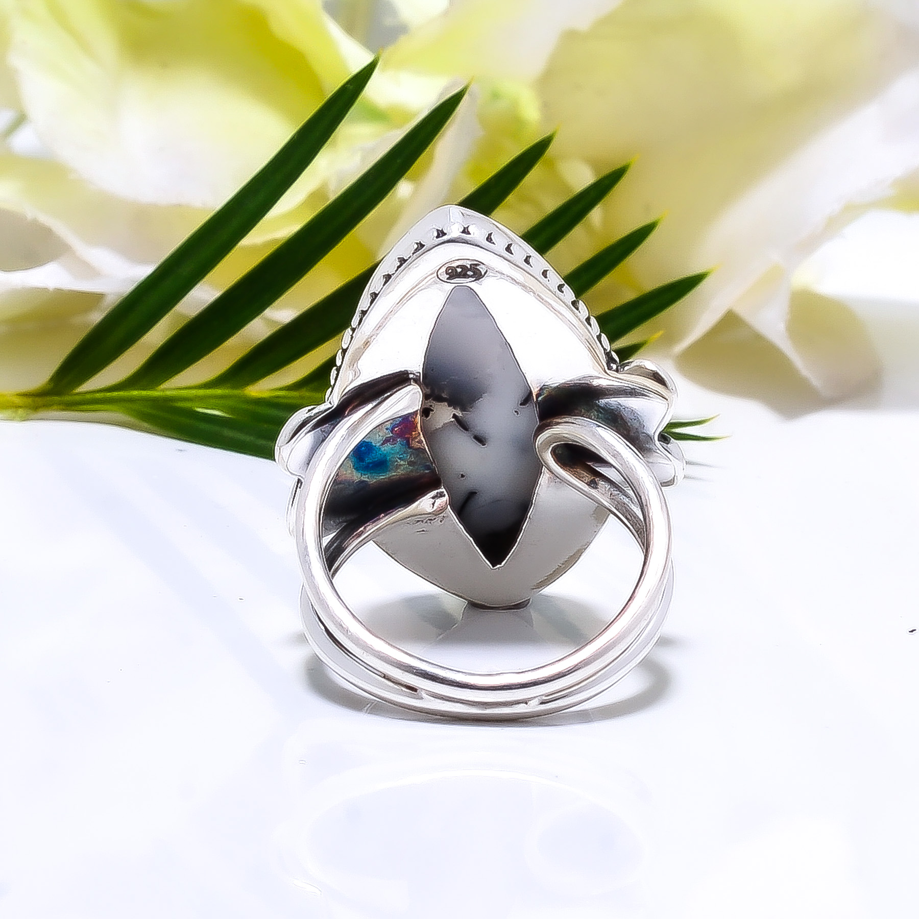 Dendritic Agate - Brazil Gemstone 925 Sterling Silver Ring