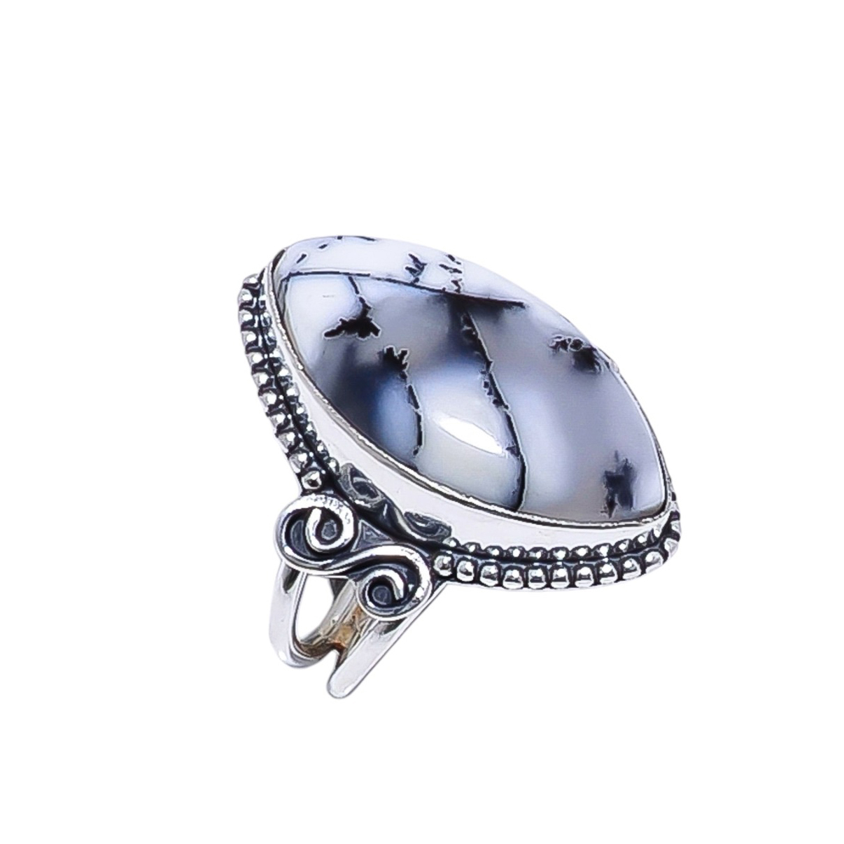 Dendritic Agate - Brazil Gemstone 925 Sterling Silver Ring