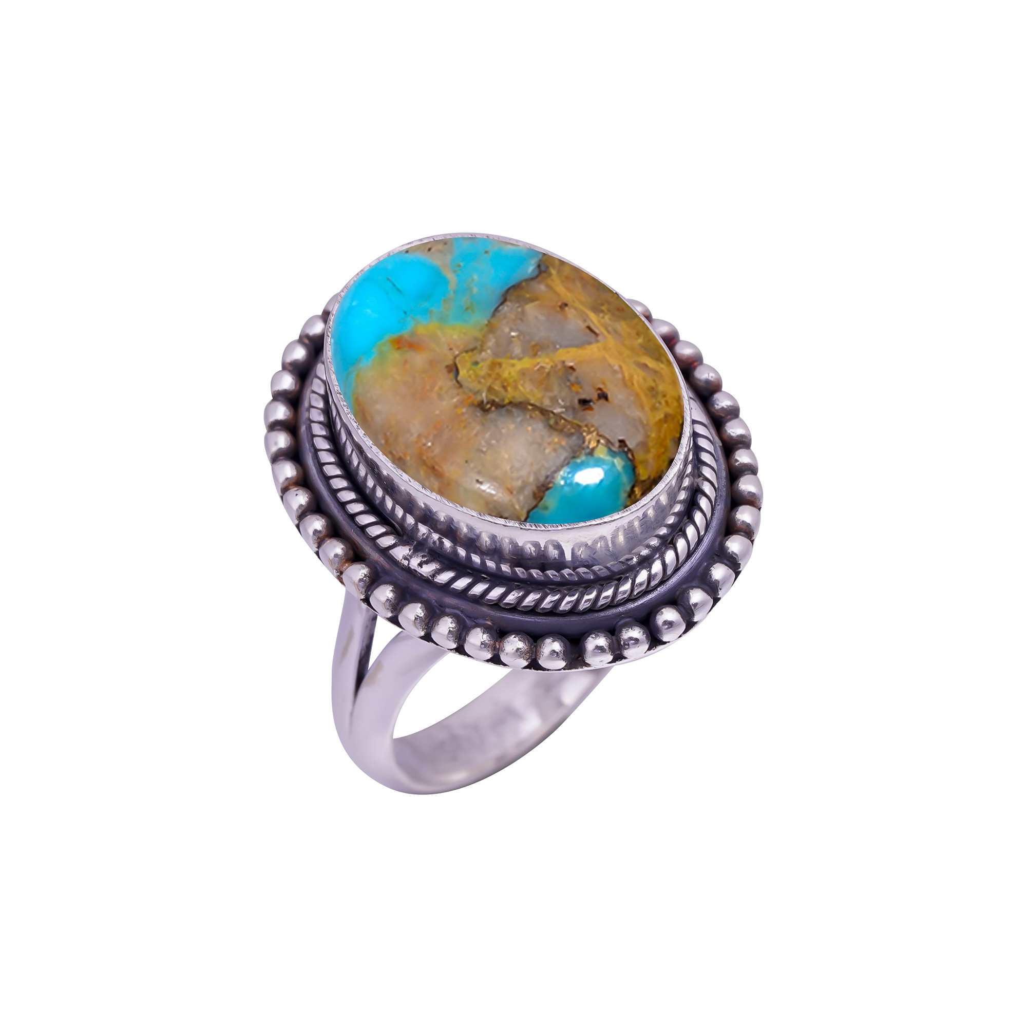Copper Turquoise - Pilot Mountain Gemstone 925 Sterling Silver Ring