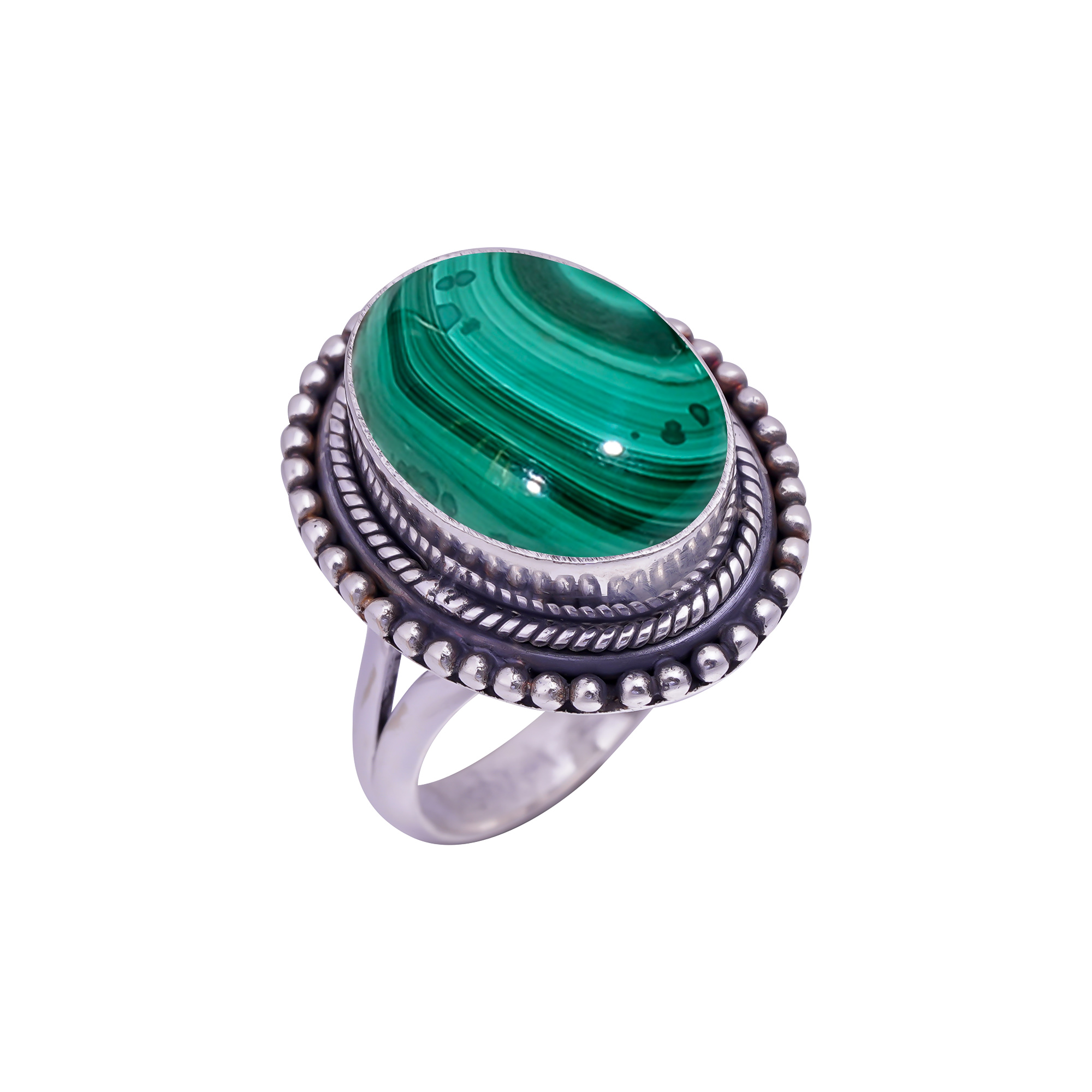 Malachite - Congo Gemstone 925 Sterling Silver Ring