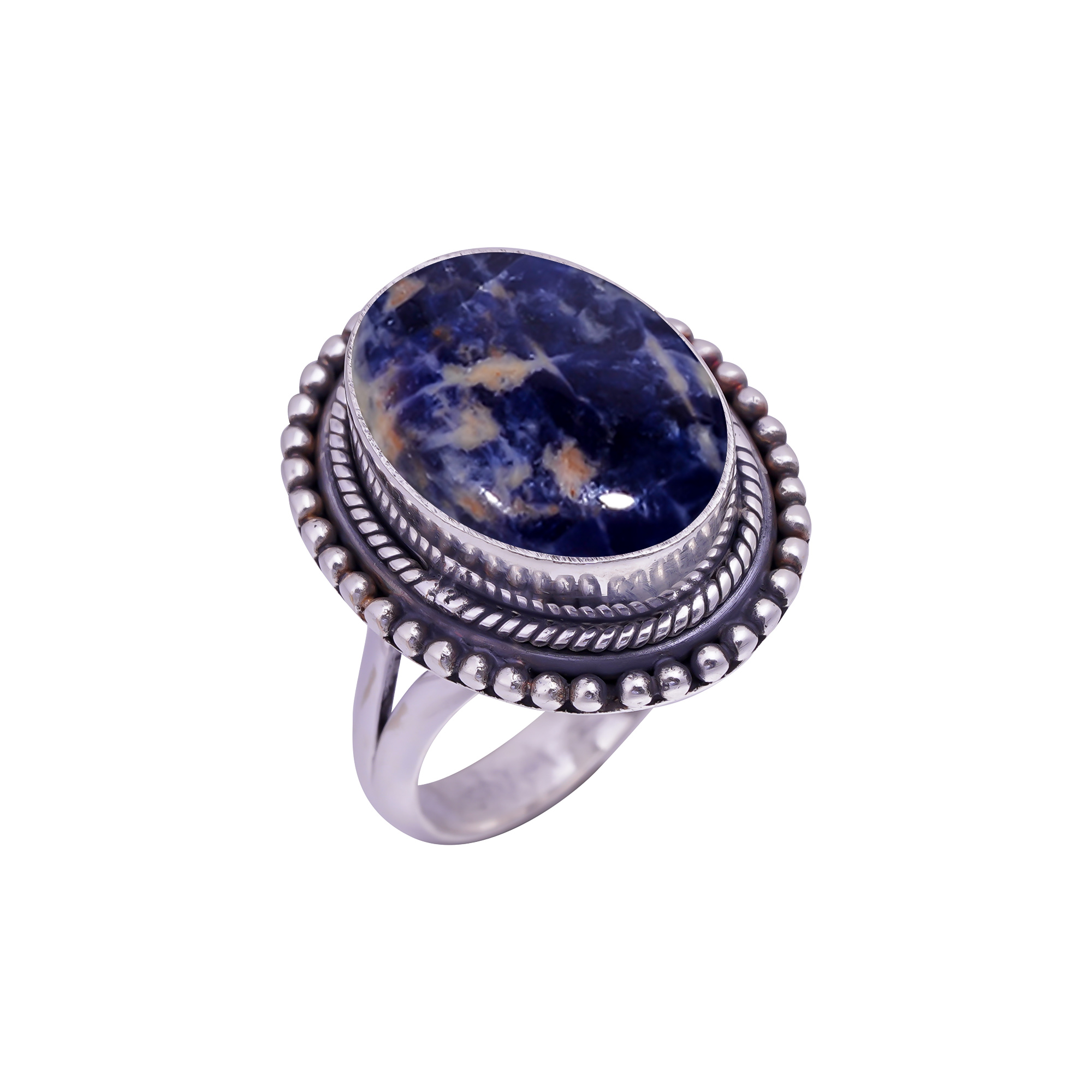 Sodalite - Minas Gerais Gemstone 925 Sterling Silver Ring