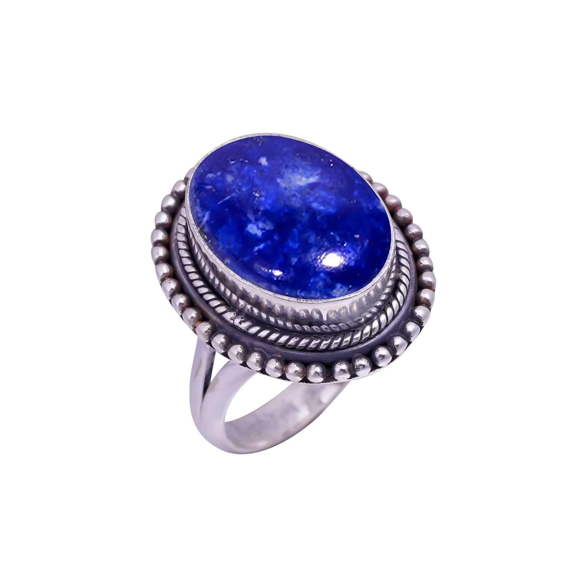Natural Lapis Lazuli - Afghanistan Gemstone 925 Sterling Silver Ring