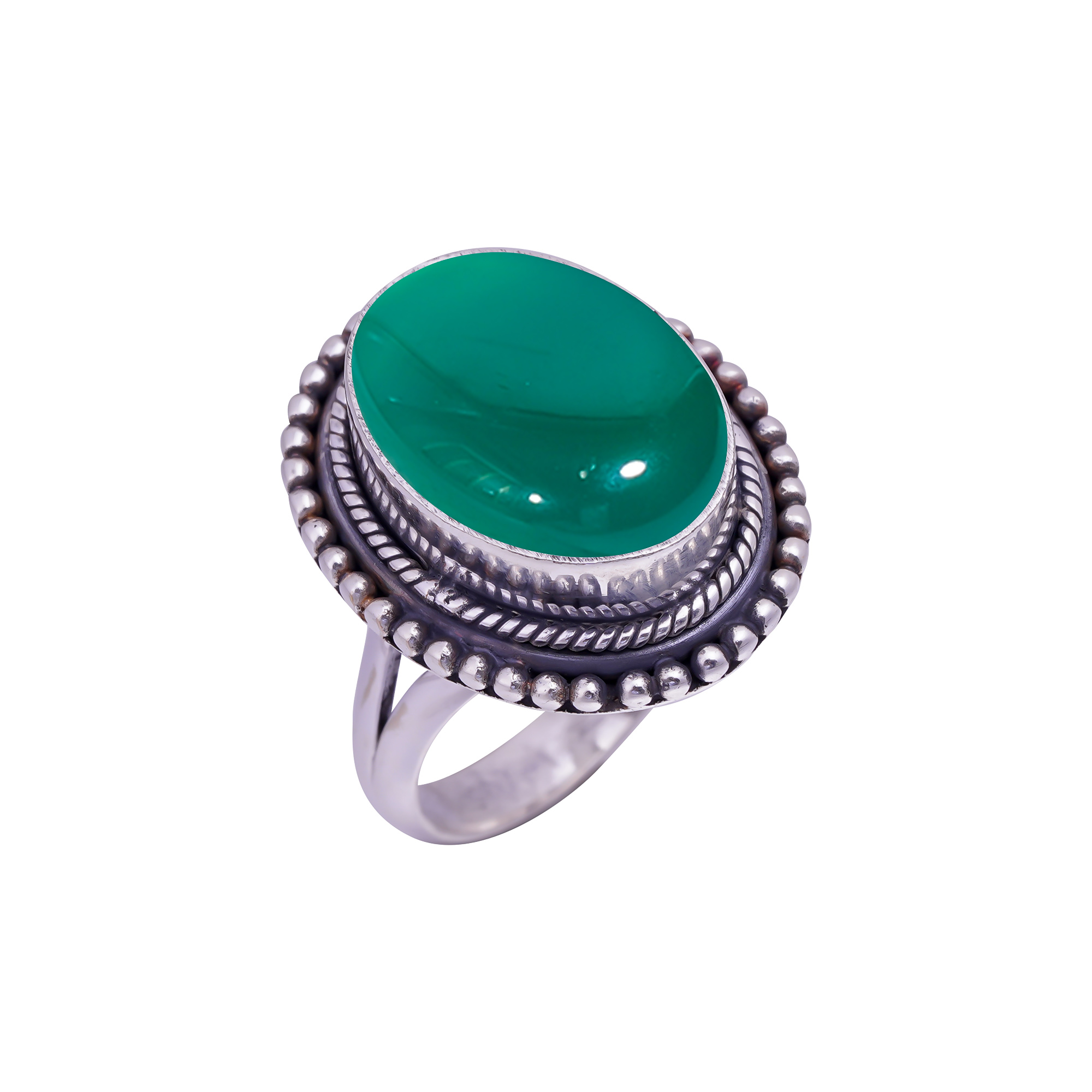 Green Onyx Gemstone 925 Sterling Silver Ring