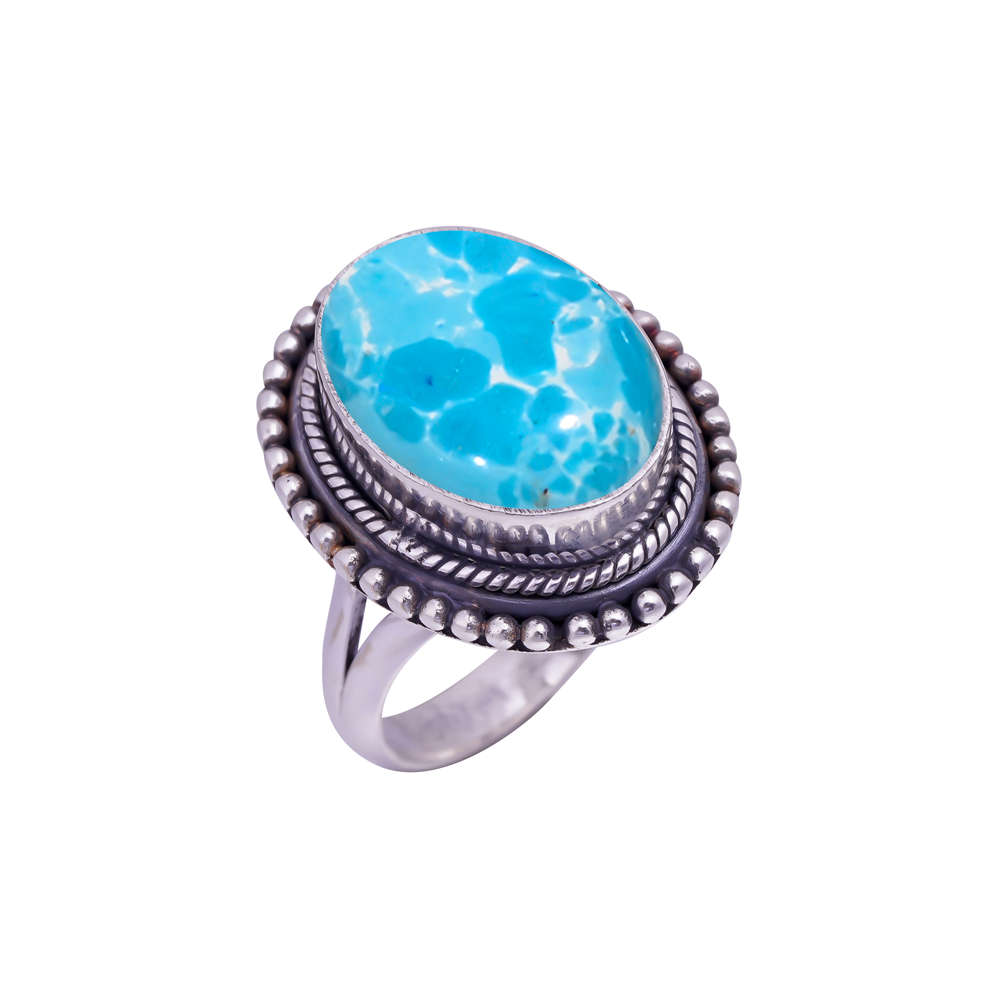 Larimar - Simulated Gemstone 925 Sterling Silver Ring