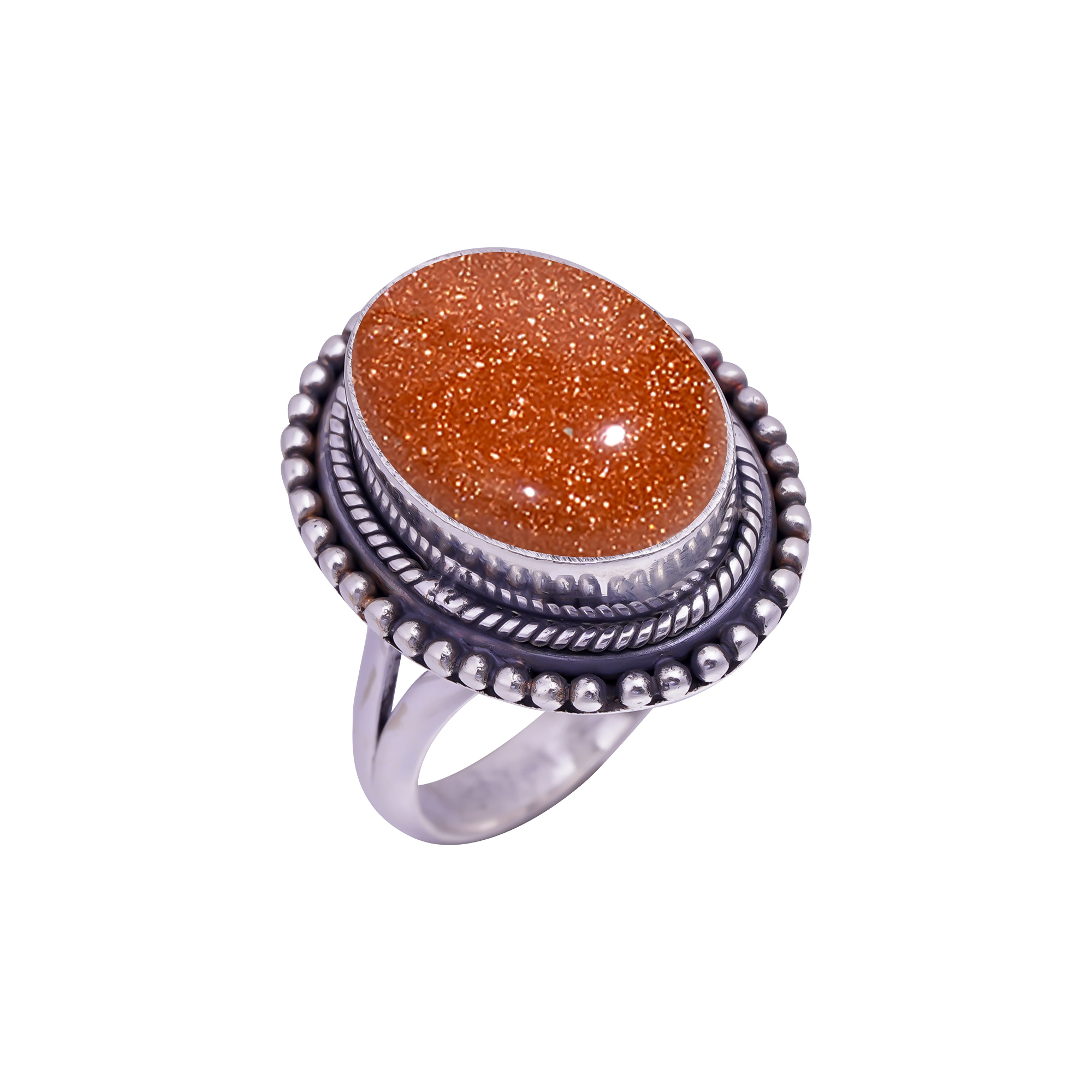 Golden Sunstone - Simulated Gemstone 925 Sterling Silver Ring