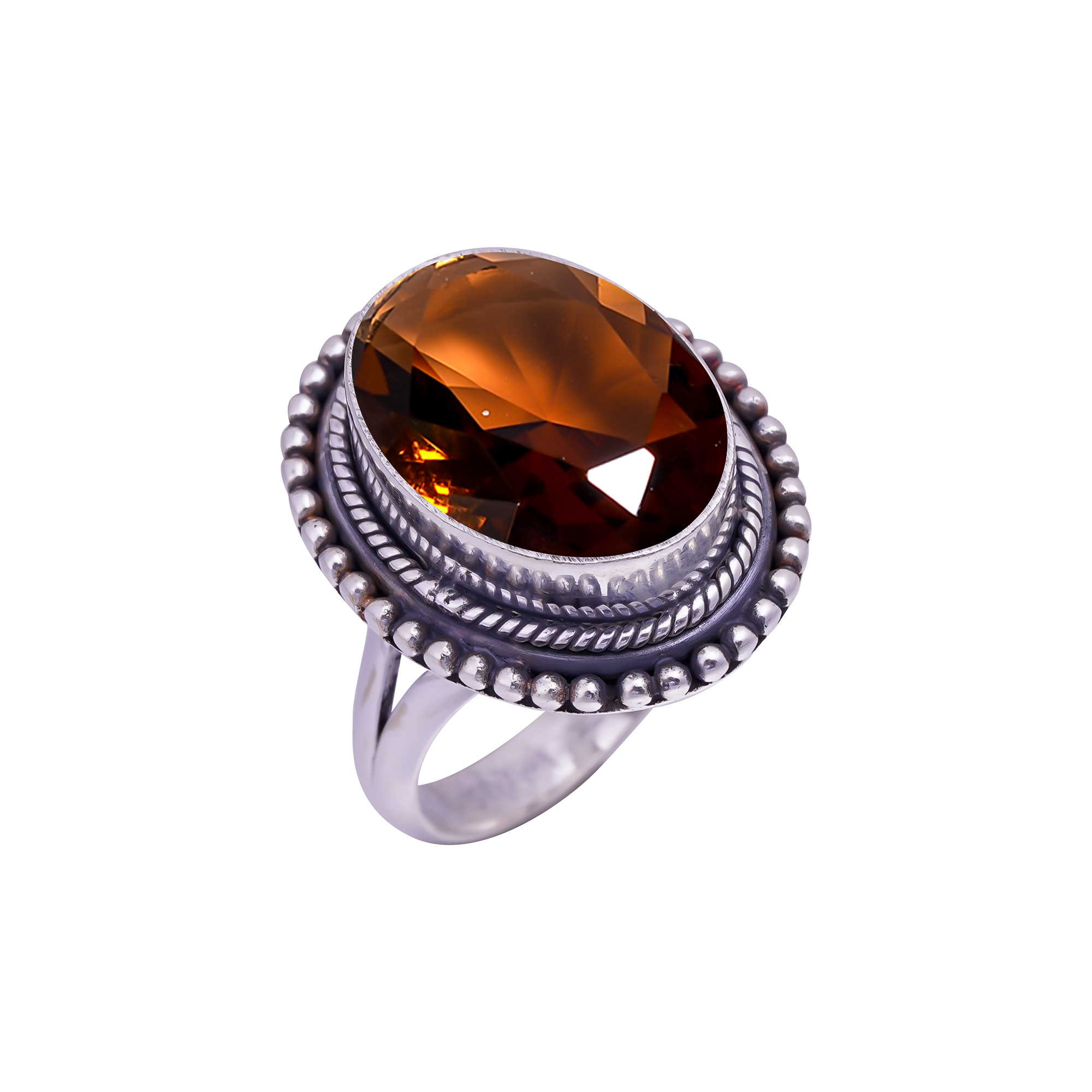 Smokey - Simulated Gemstone 925 Sterling Silver Ring