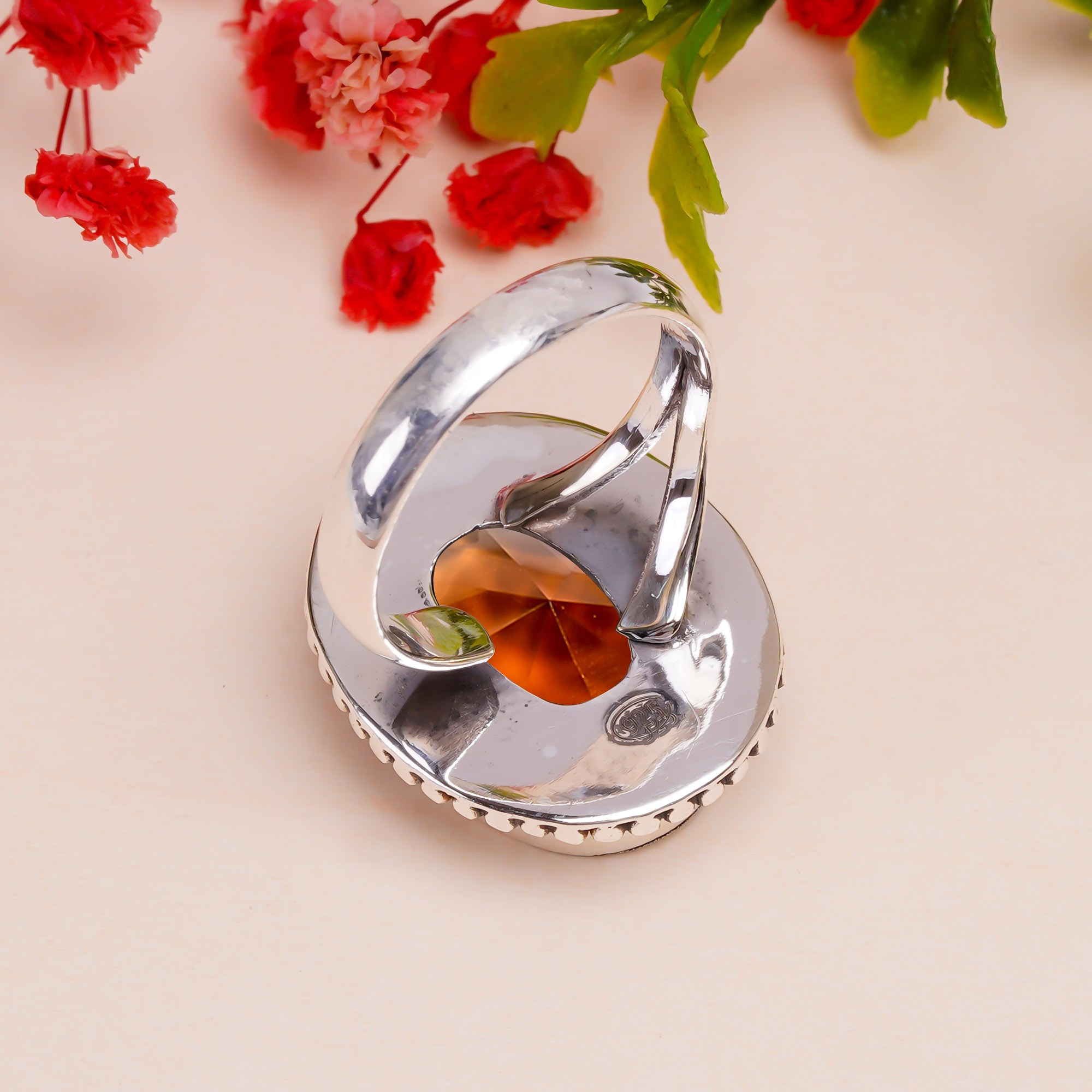 Smokey - Simulated Gemstone 925 Sterling Silver Ring