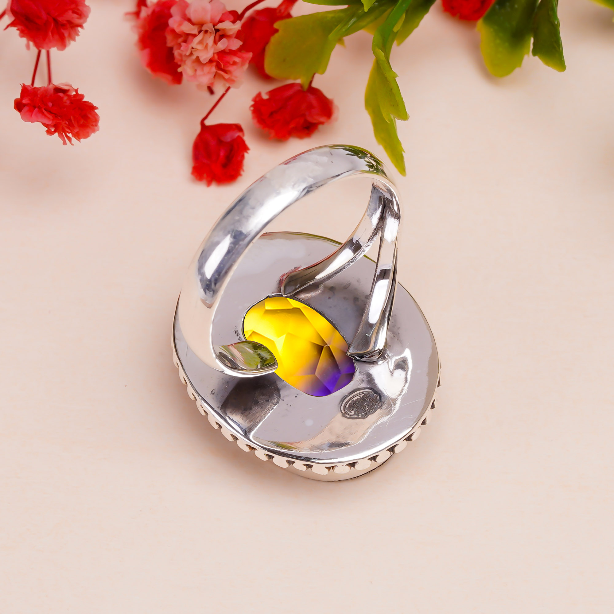 Ametrine - Simulated Gemstone 925 Sterling Silver Ring