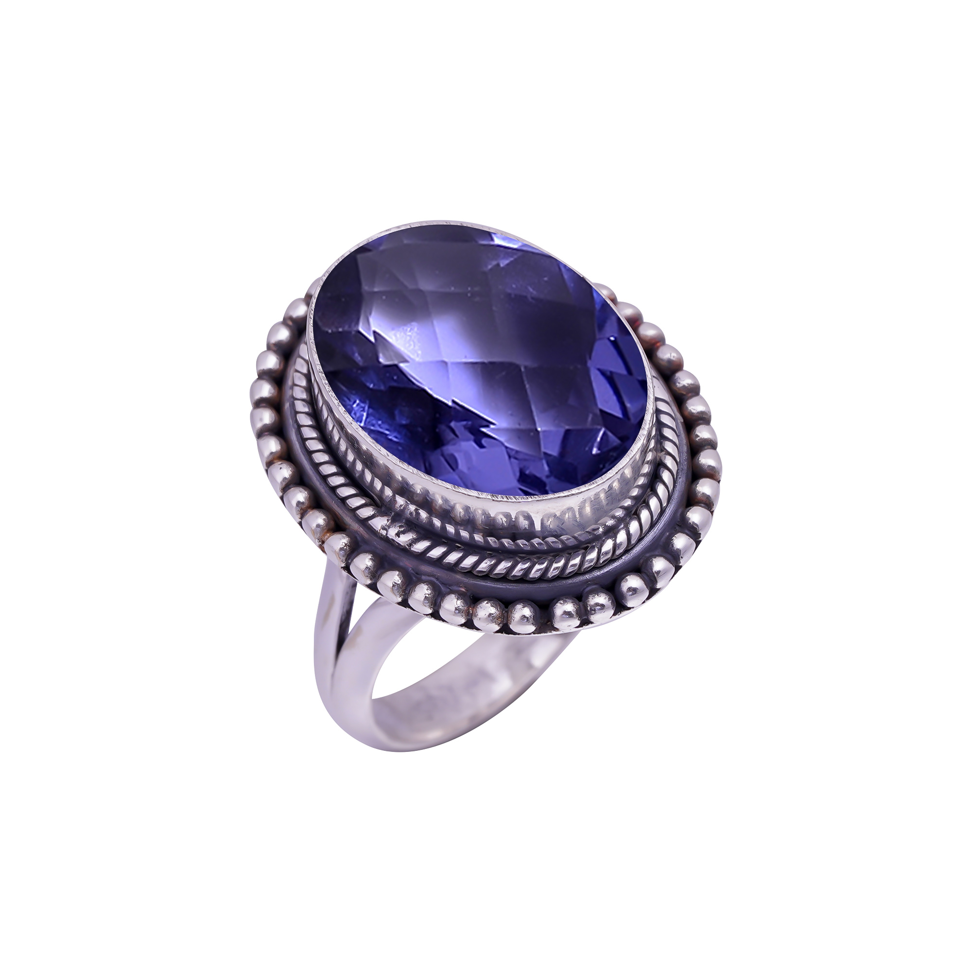 Iolite - Simulated Gemstone 925 Sterling Silver Ring