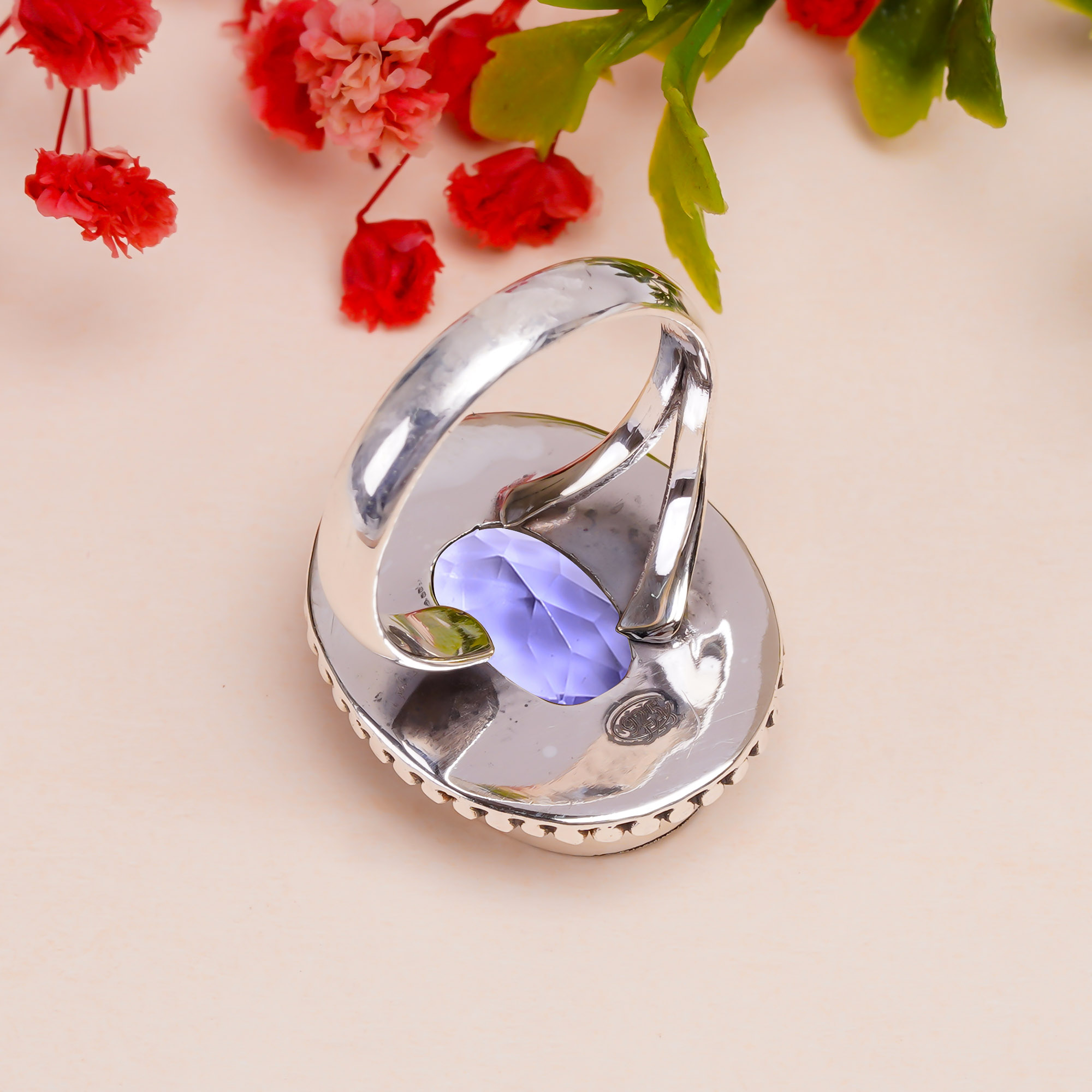 Iolite - Simulated Gemstone 925 Sterling Silver Ring