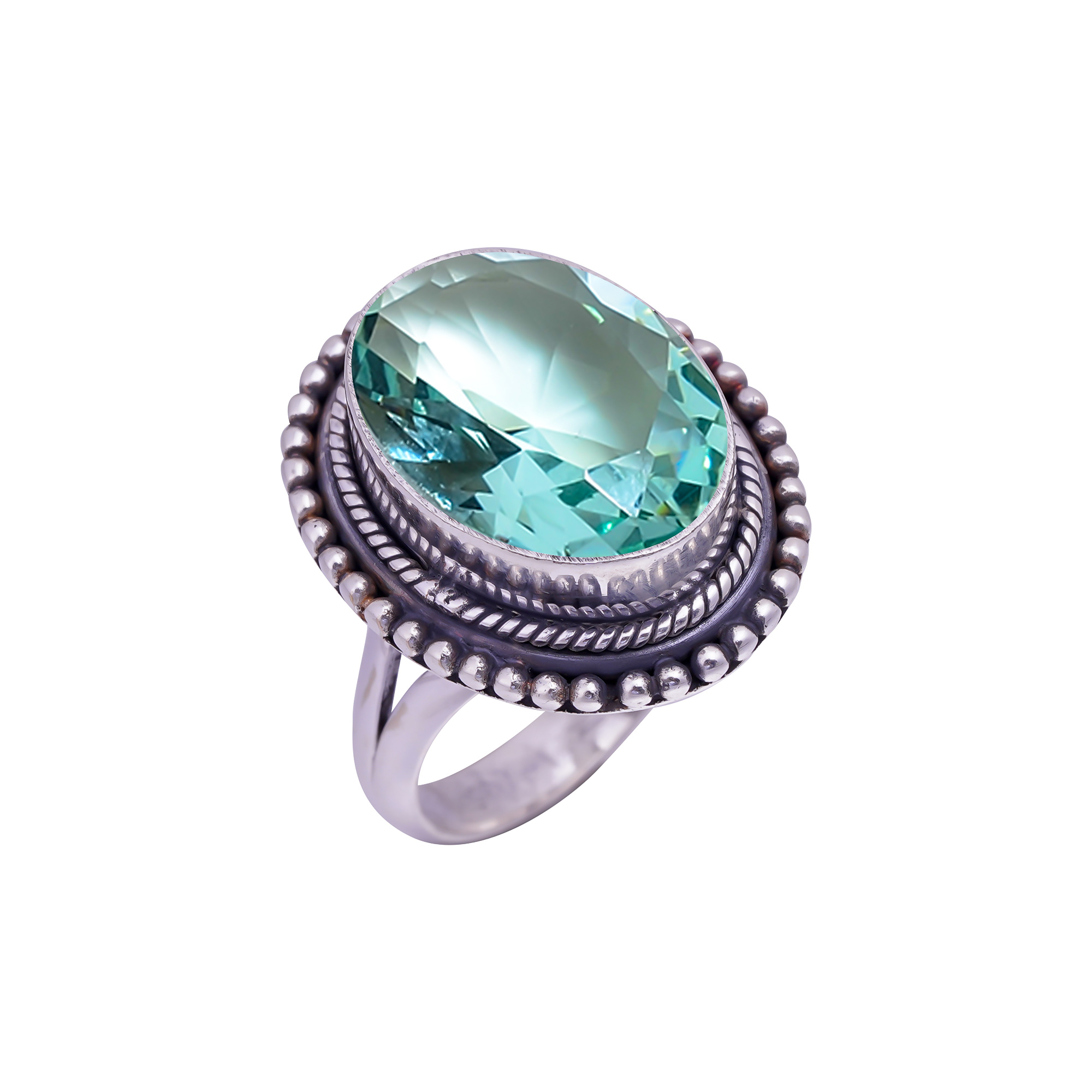 Apatite - Simulated Gemstone 925 Sterling Silver Ring