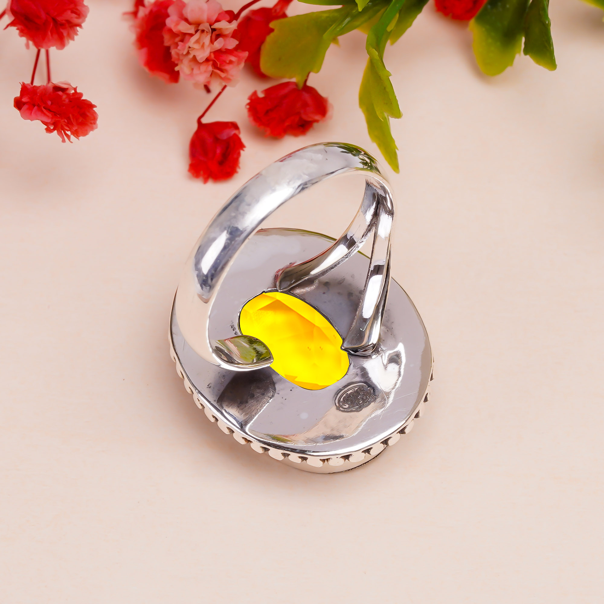 Citrine - Simulated Gemstone 925 Sterling Silver Ring
