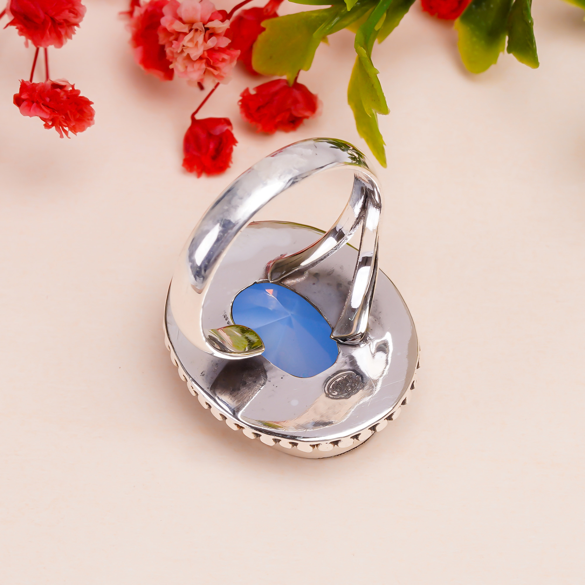 Milky Opal - Simulated Gemstone 925 Sterling Silver Ring