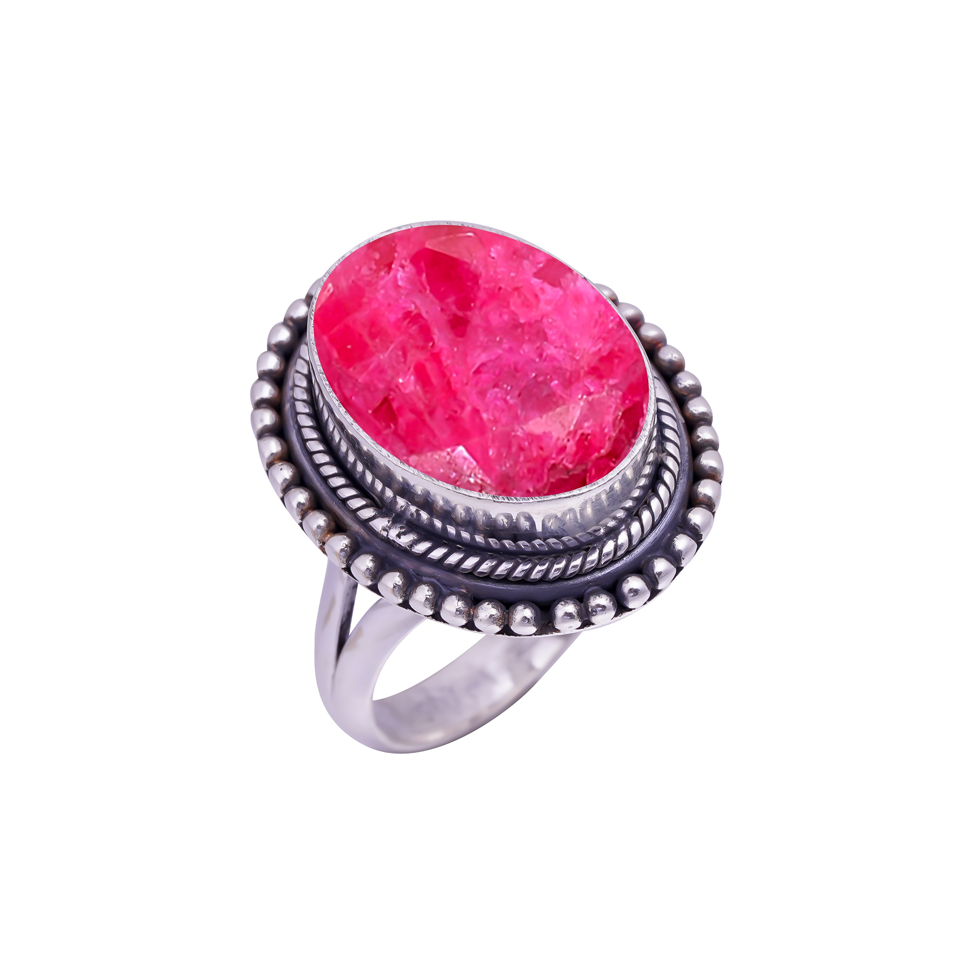 Ruby - Dyed Quartz Gemstone 925 Sterling Silver Ring