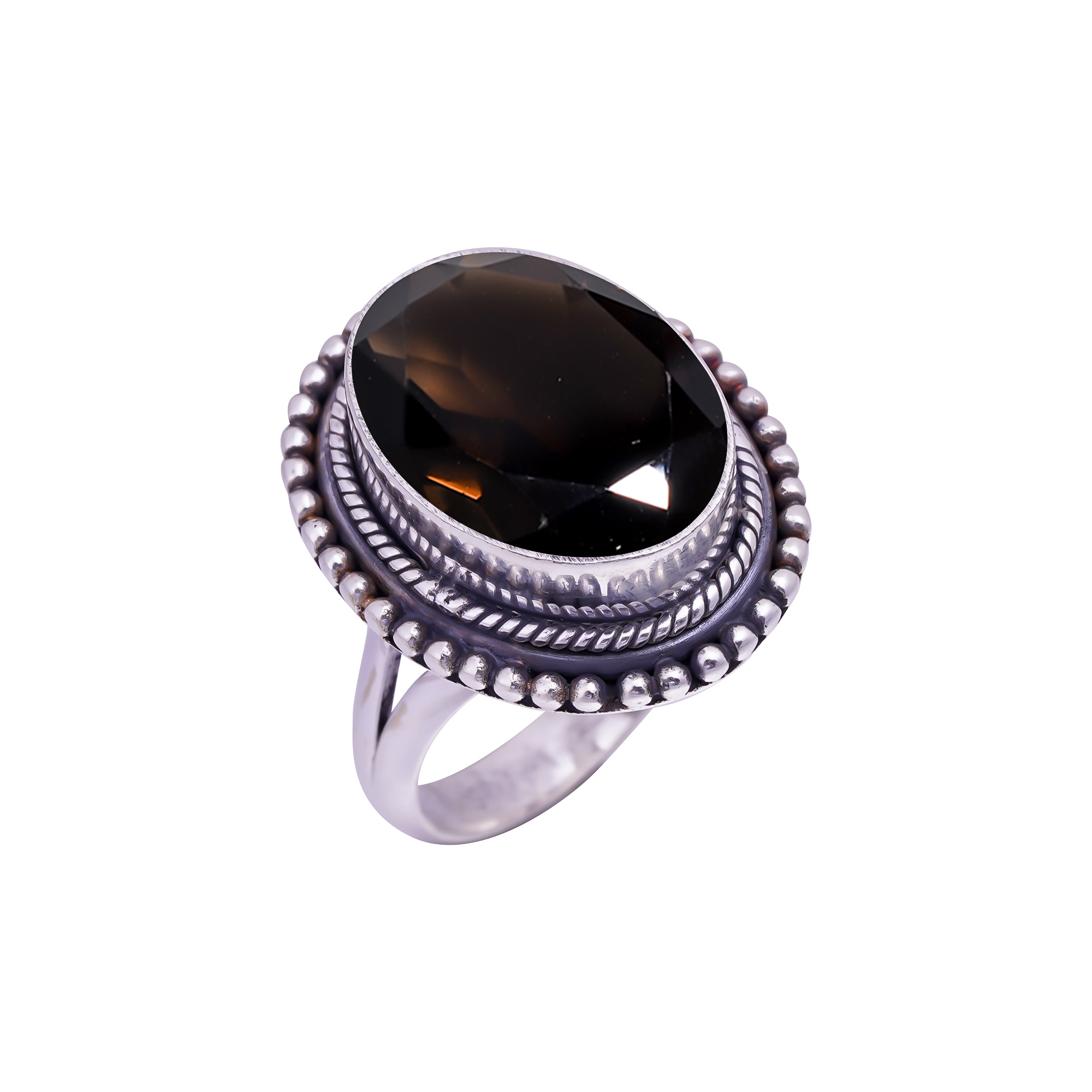 Smoky Quartz - Brazil Gemstone 925 Sterling Silver Ring