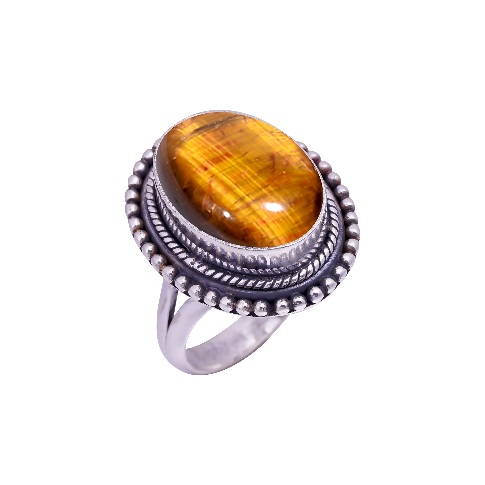 Yellow Tiger Eye - South Africa Gemstone 925 Sterling Silver Ring