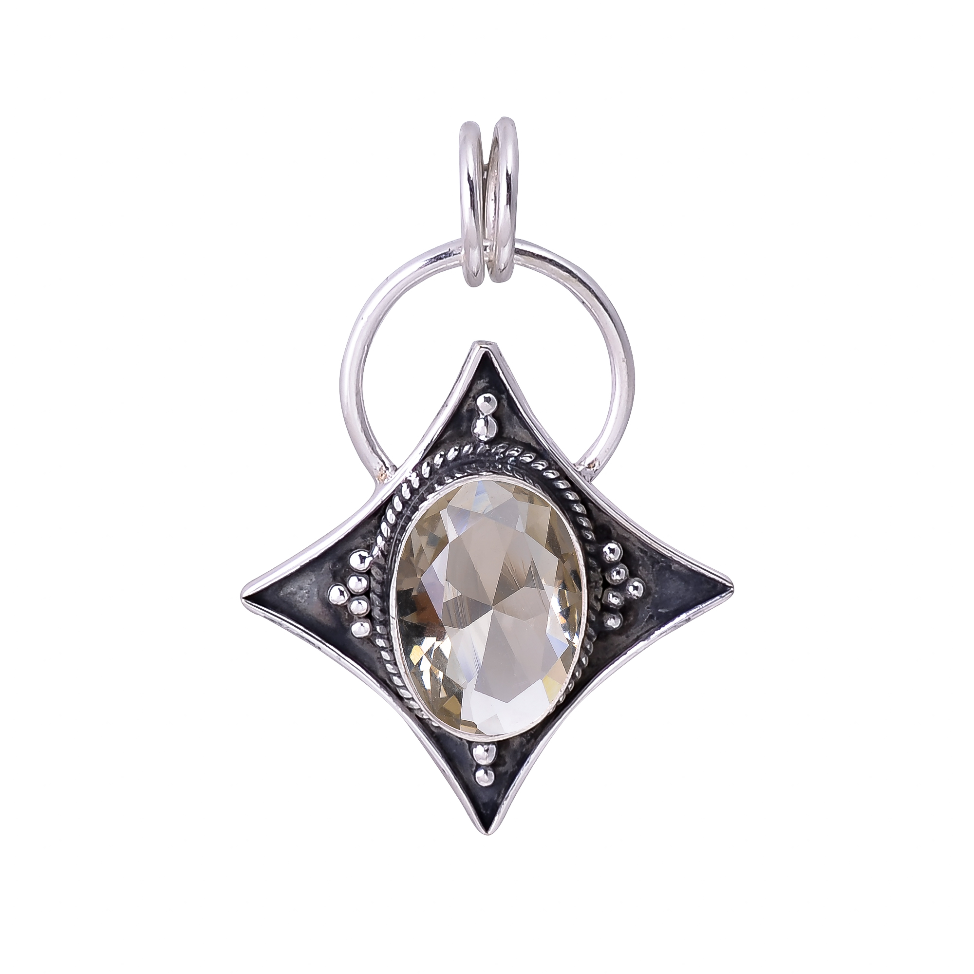 Smokey - Simulated 925 Solid Sterling Silver Pendant