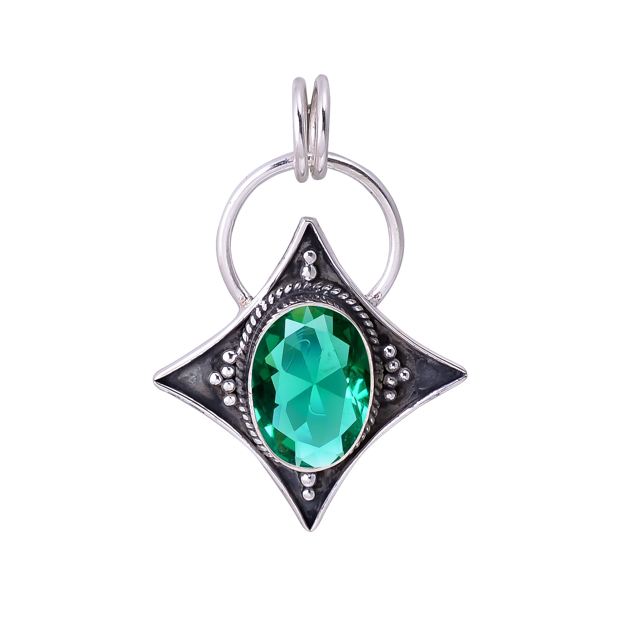 Tsavorite - Simulated 925 Solid Sterling Silver Pendant