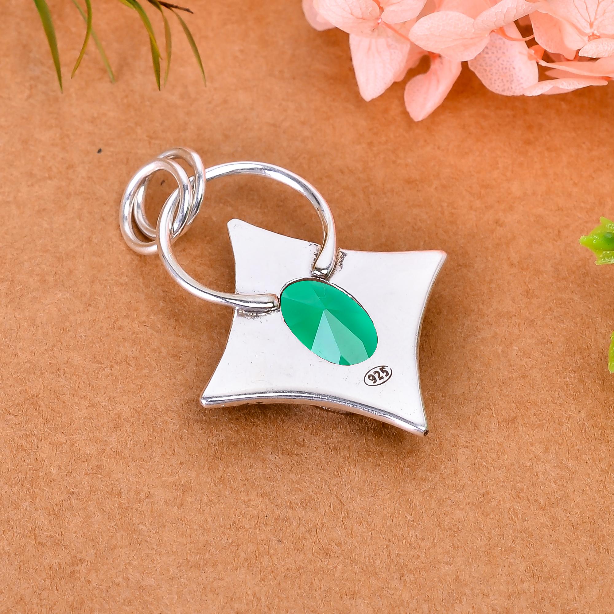 Tsavorite - Simulated 925 Solid Sterling Silver Pendant