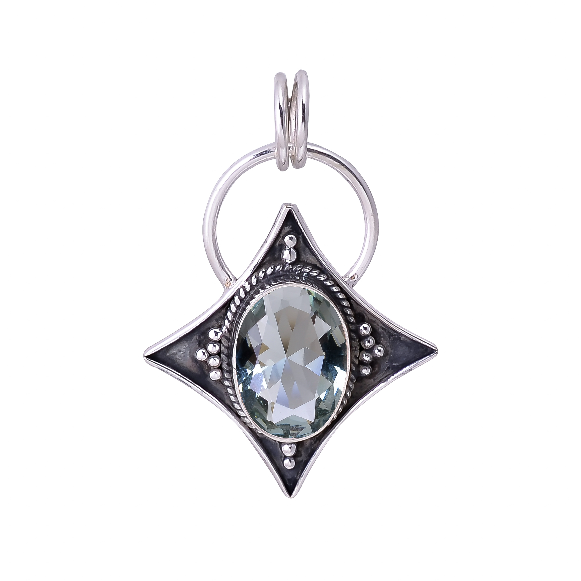 Black Tourmaline - Simulated 925 Solid Sterling Silver Pendant