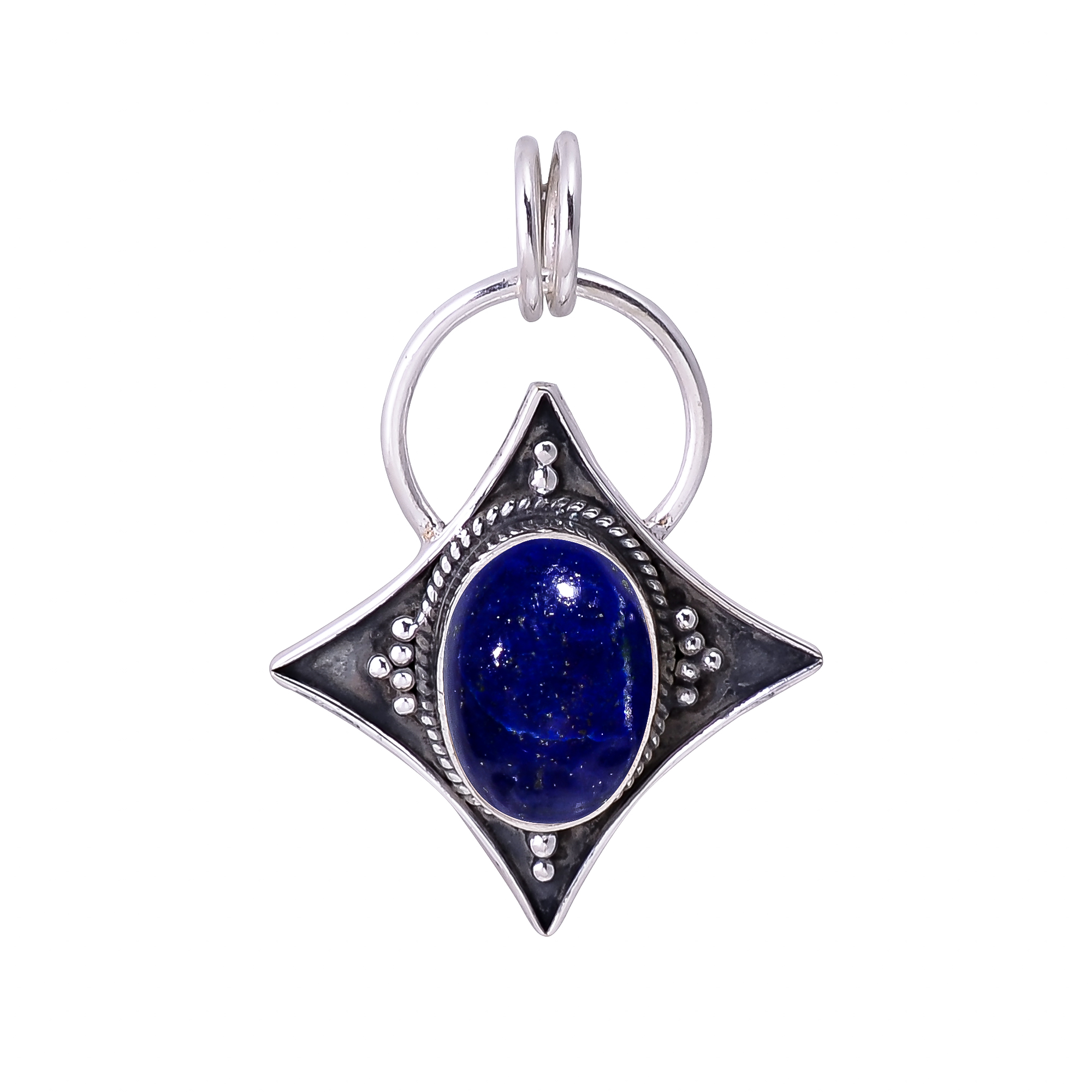 Natural Lapis Lazuli - Afghanistan 925 Solid Sterling Silver Pendant