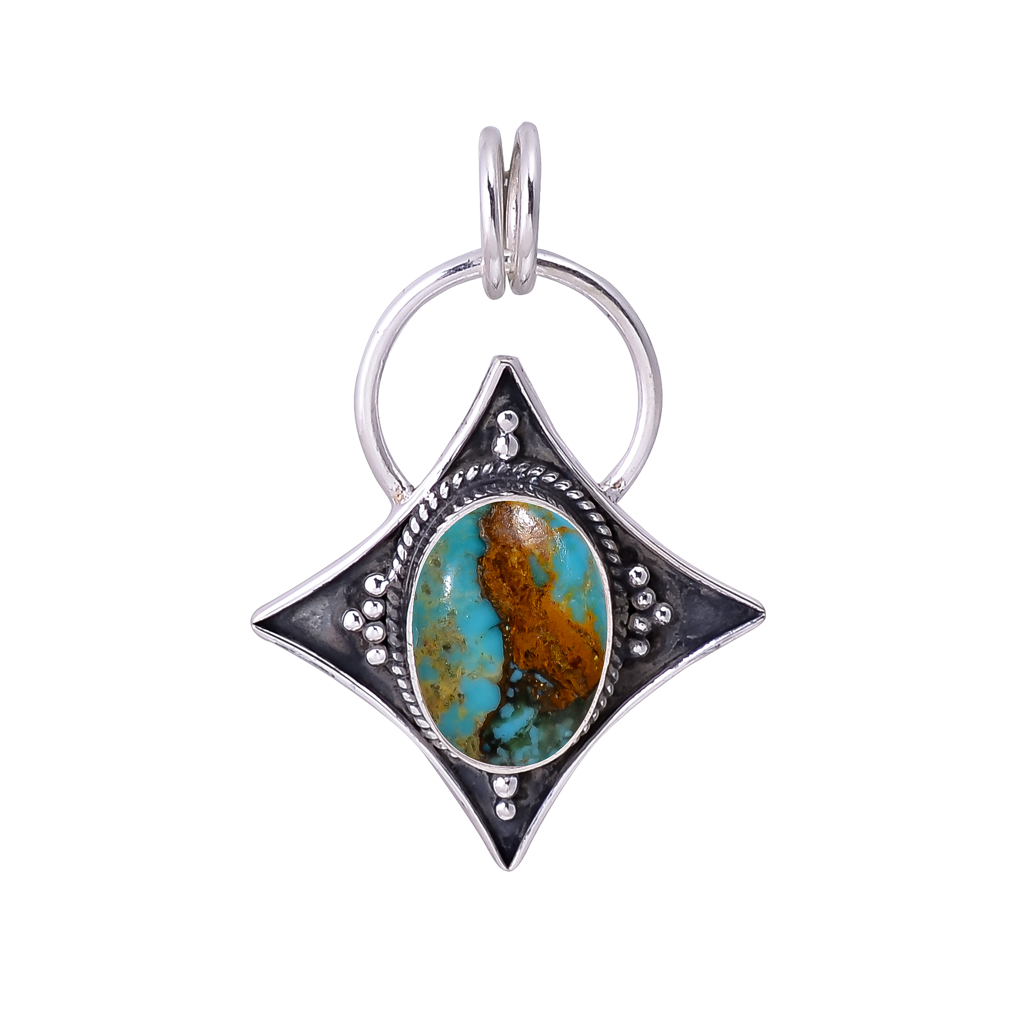 Copper Turquoise - Pilot Mountain 925 Solid Sterling Silver Pendant