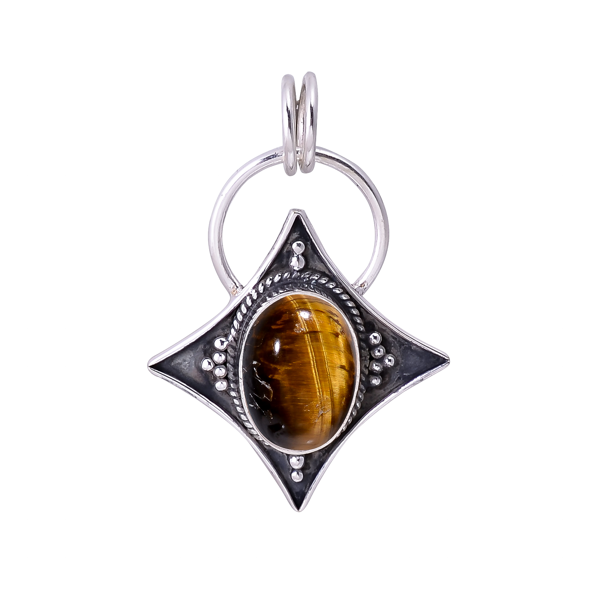 Yellow Tiger Eye - South Africa 925 Solid Sterling Silver Pendant