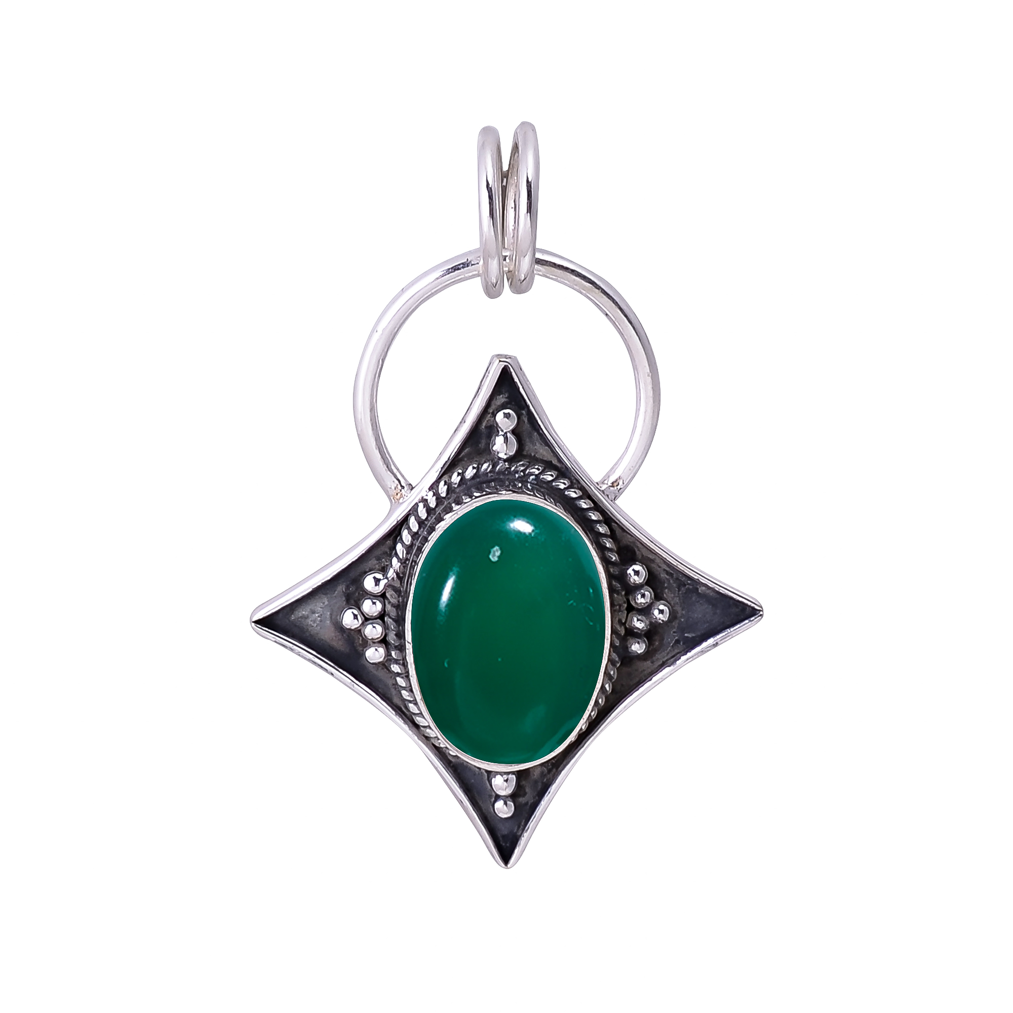 Green Onyx 925 Solid Sterling Silver Pendant