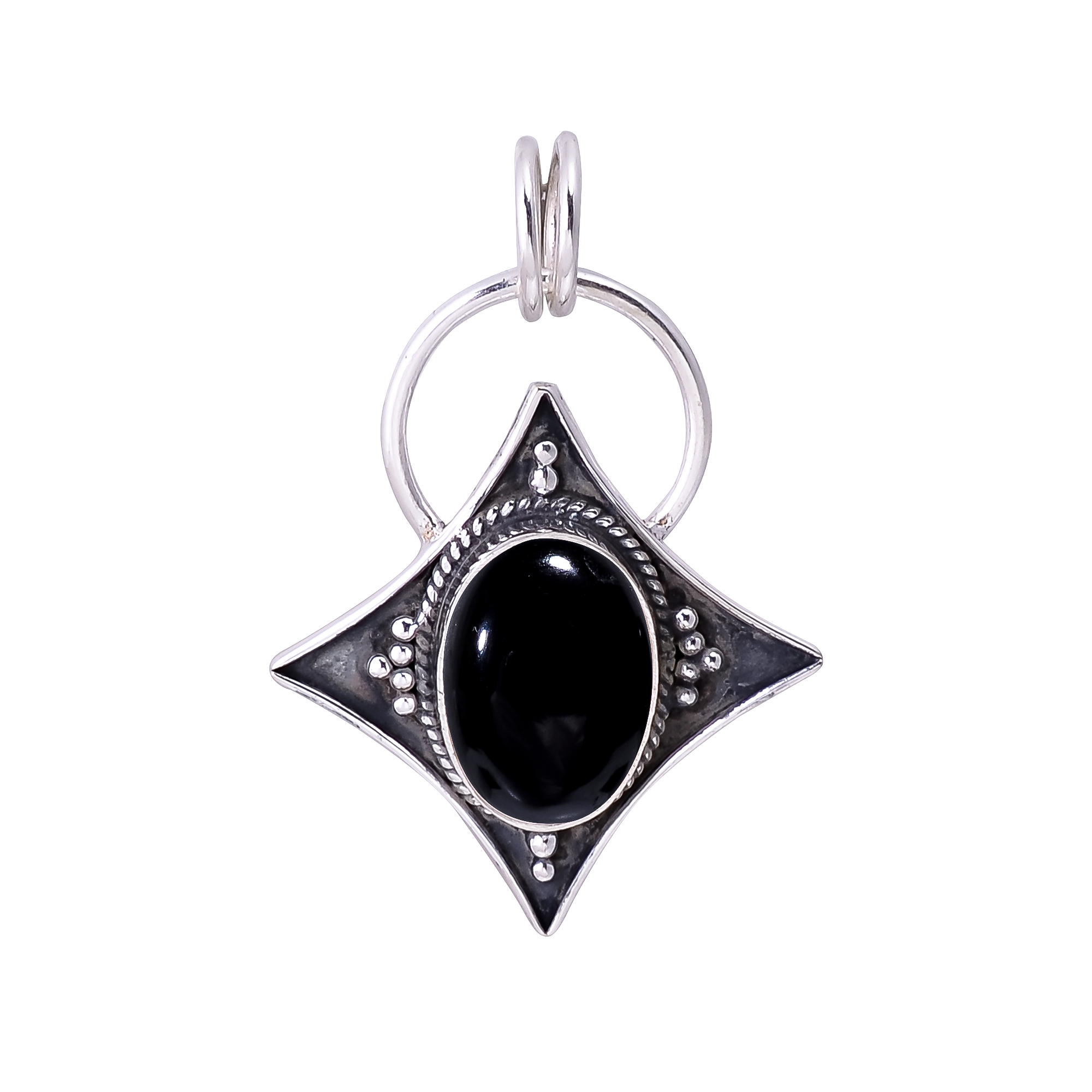 Black Onyx - Brazil 925 Solid Sterling Silver Pendant