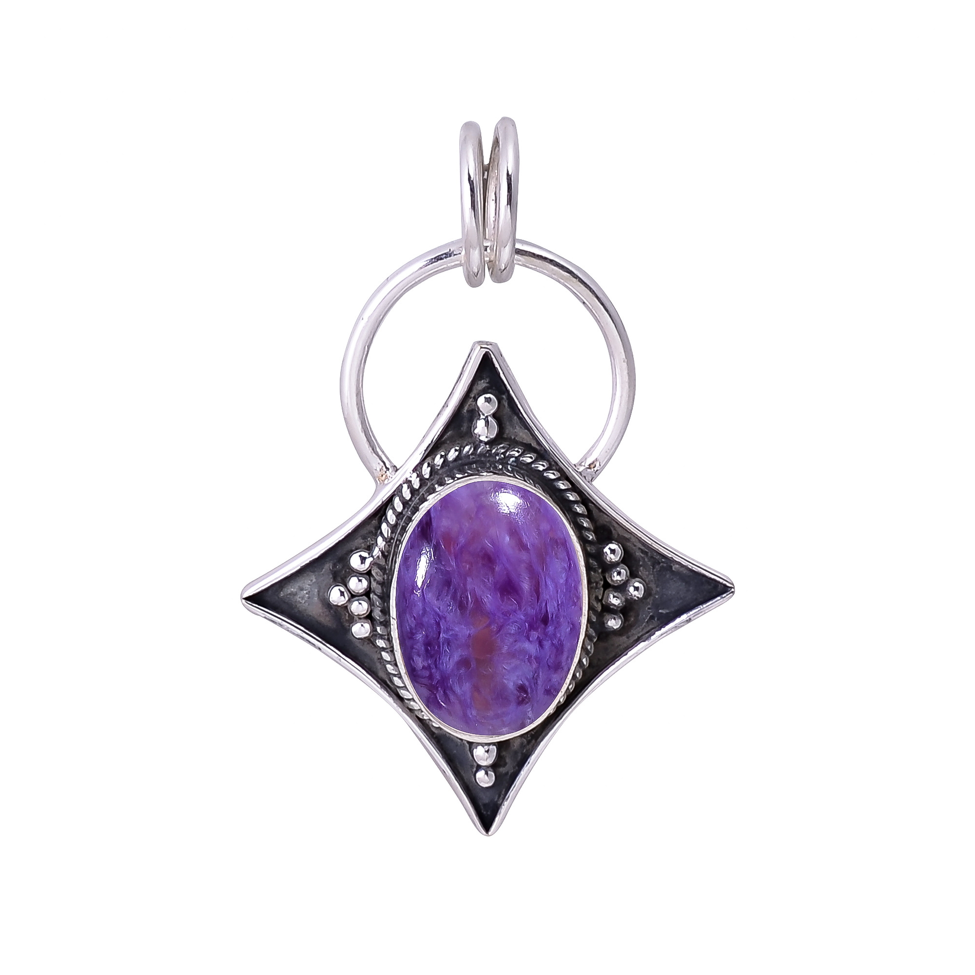 Purple Charoite - Siberia 925 Solid Sterling Silver Pendant
