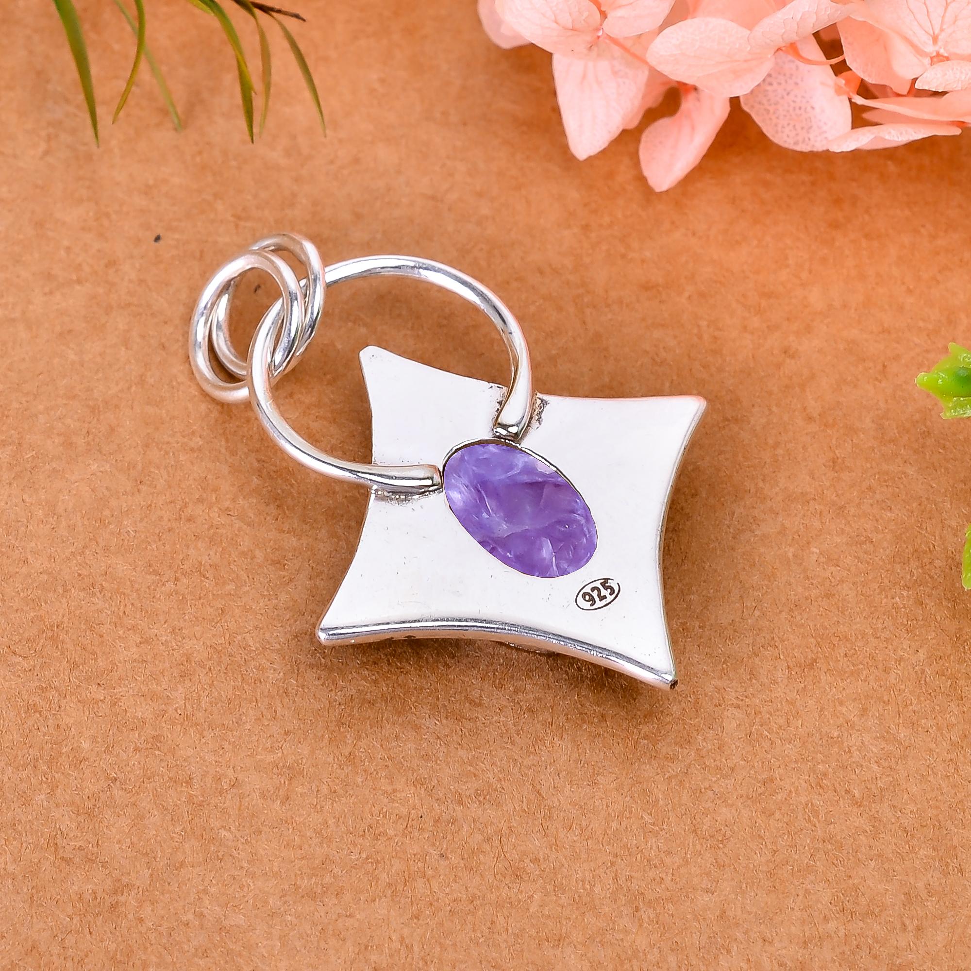 Purple Charoite - Siberia 925 Solid Sterling Silver Pendant